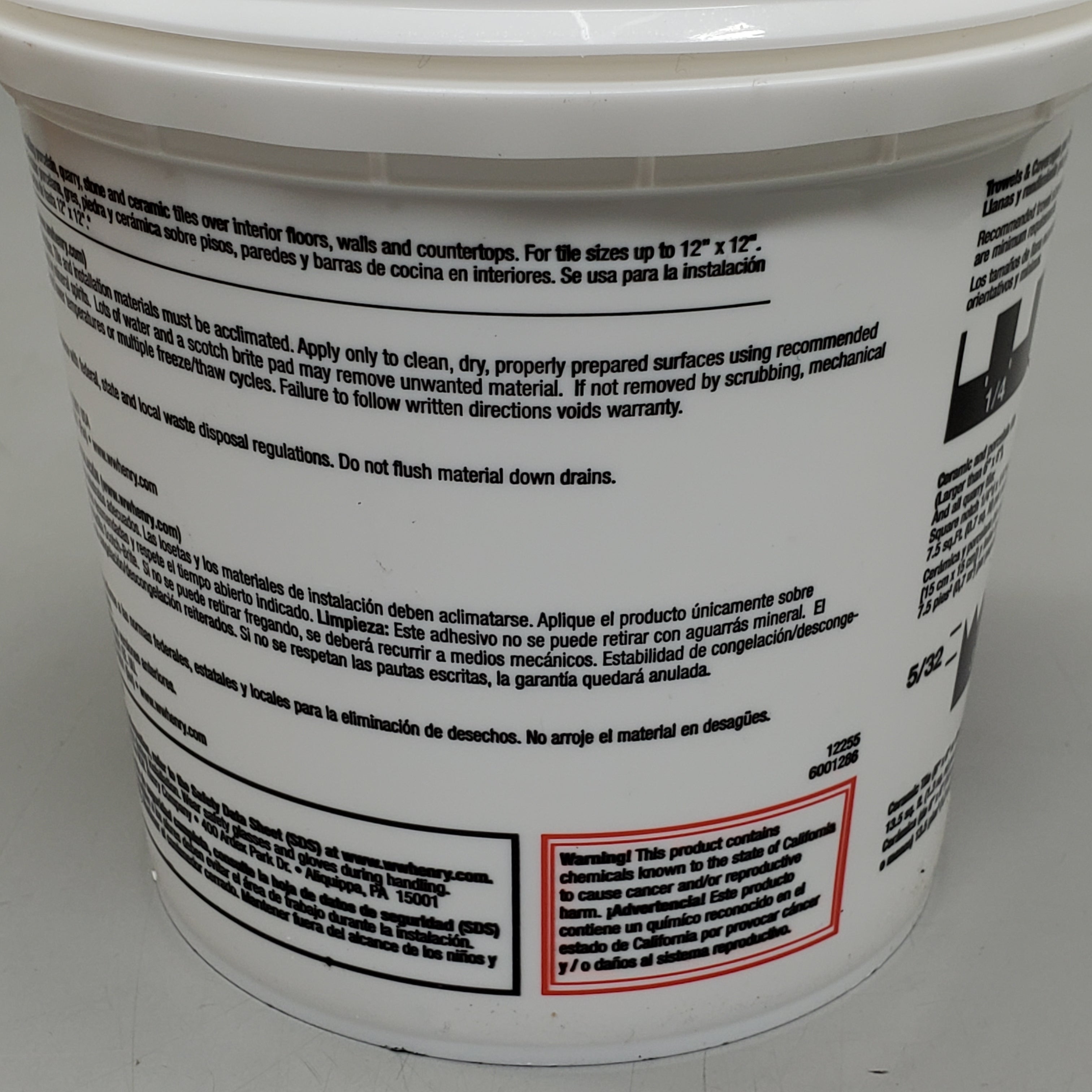 HENRY (12 Pack) ReadySet Premixed Mastic Ceramic Tile Adhesive 1 Quart 314