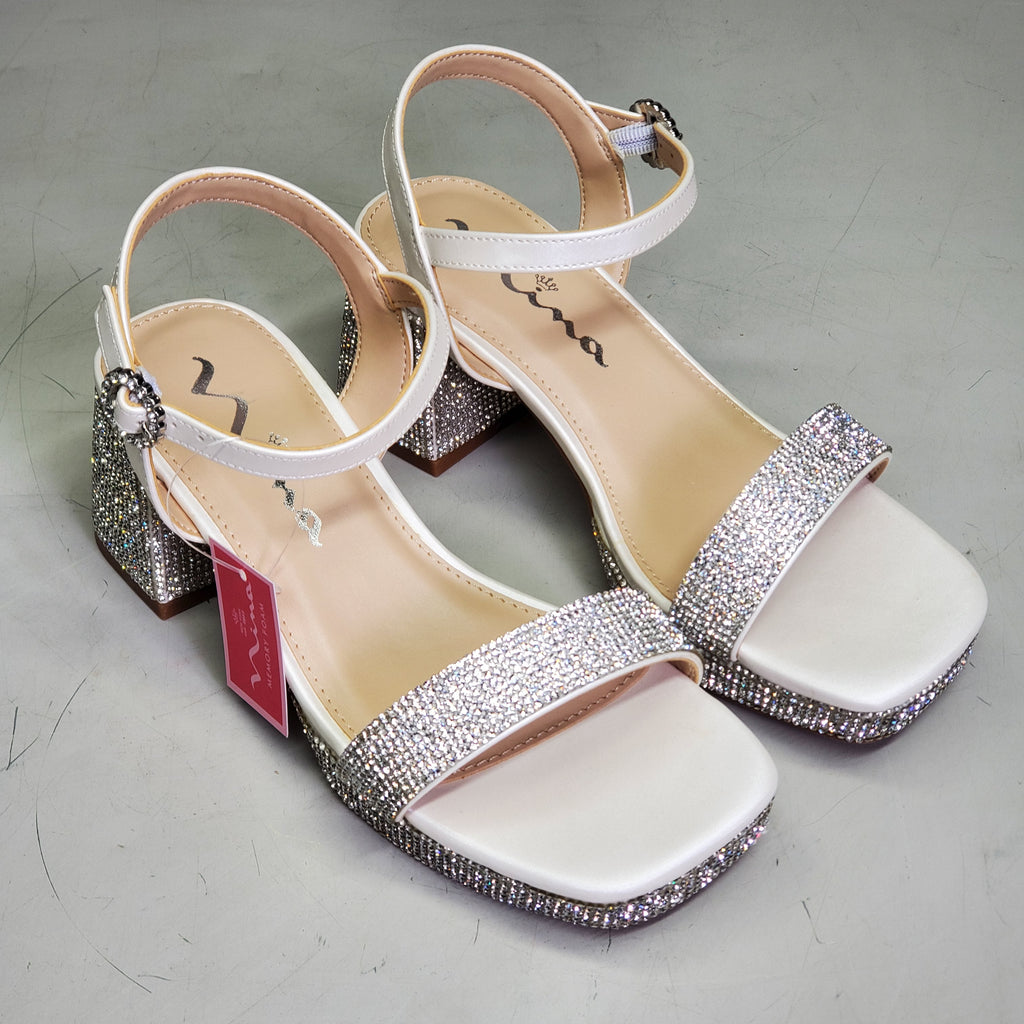 NINA Marysol Dress Sandals Girls SZ 3 M White Smooth / Stones K200652