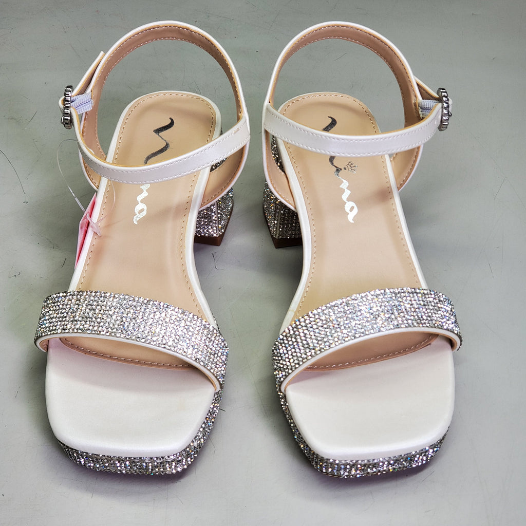 NINA Marysol Dress Sandals Girls SZ 3 M White Smooth / Stones K200652