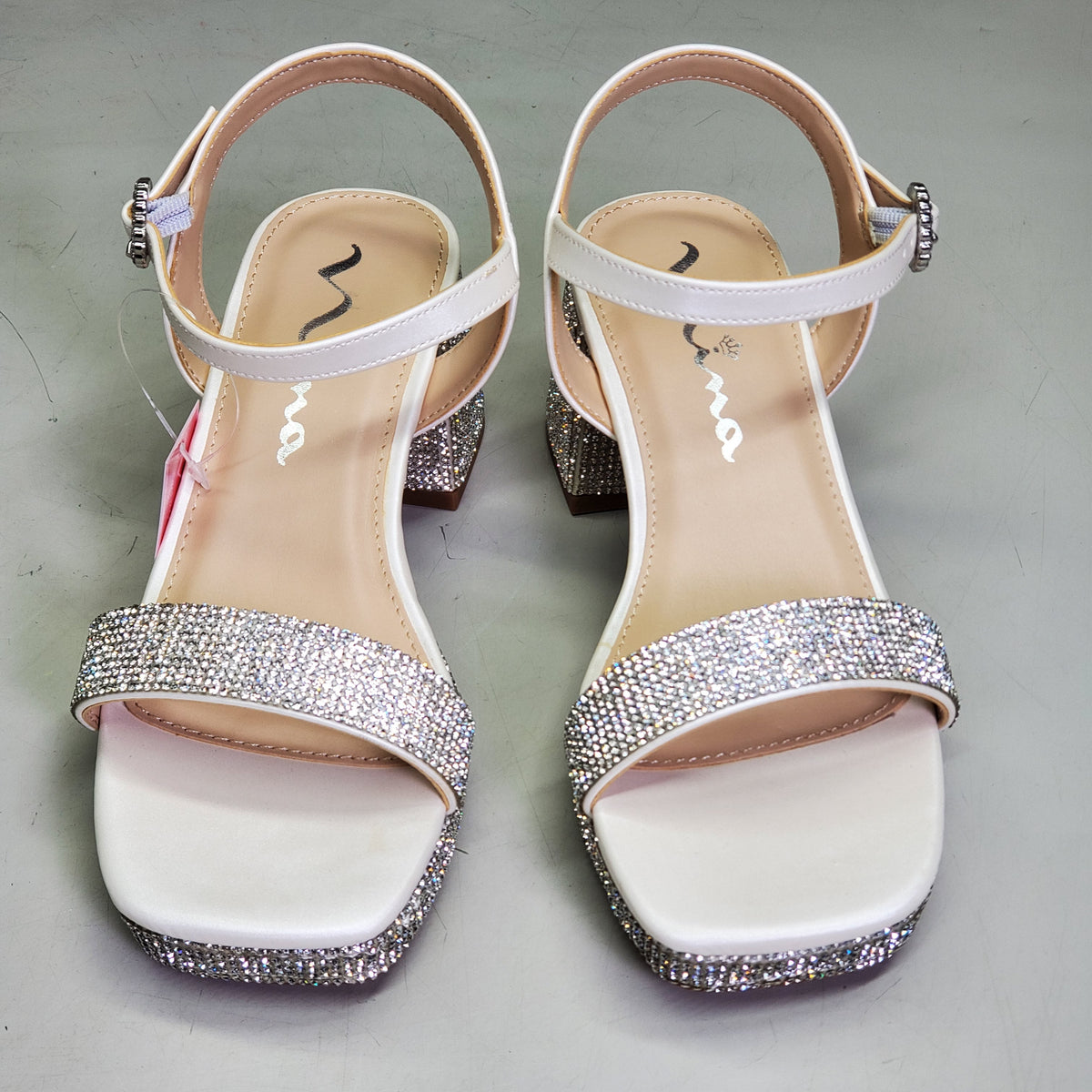 NINA Marysol Dress Sandals Girls SZ 3 M White Smooth / Stones K200652