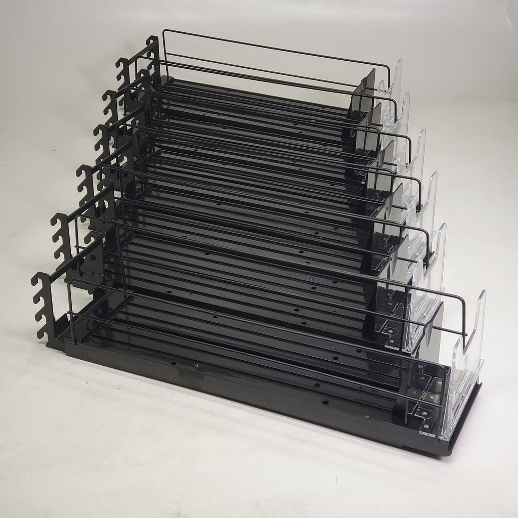 STEPHEN GOULD CORP (6 Pack) Retail Push Tray's Display System Bed W/ Additional Middle Wire ~5"x20" Black sg418 34349
