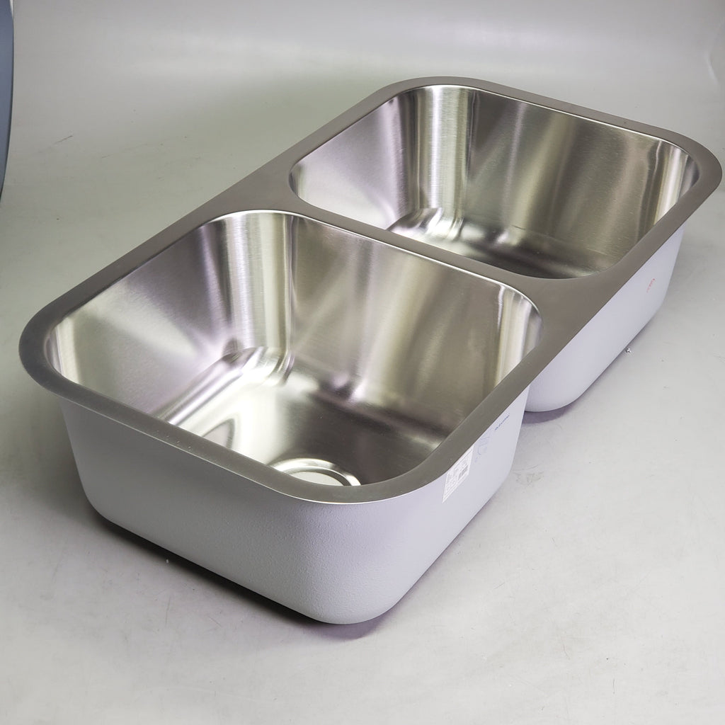 RUBYSTEEL Stainless Steel Double Basin Kitchen Sink 18.25"x32.5"x9" 18AWG RUD3318-9