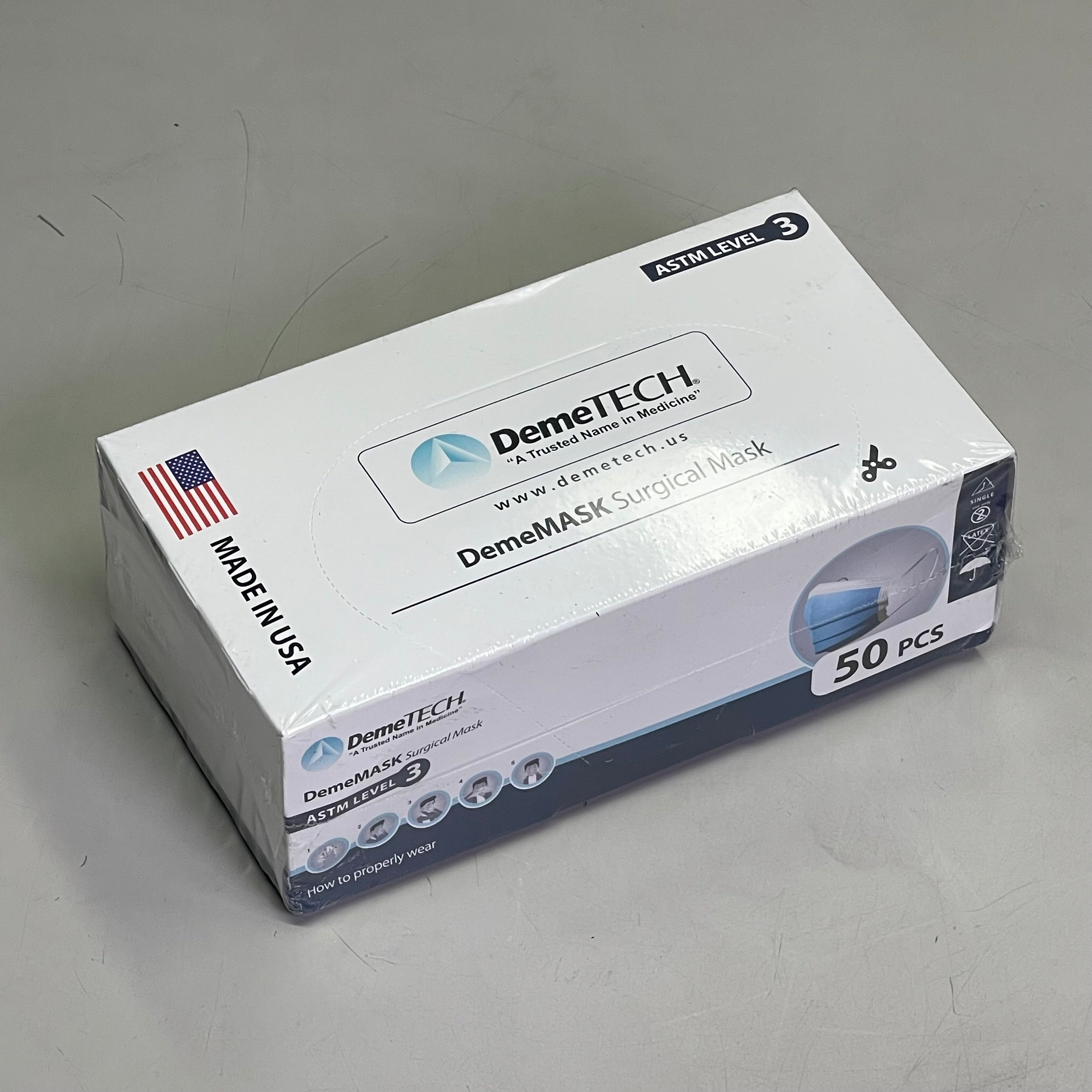 DEMETECH (50 PACK) DemeMASK Surgical Mask ASTM Level 3 Protective DT-MSK-003