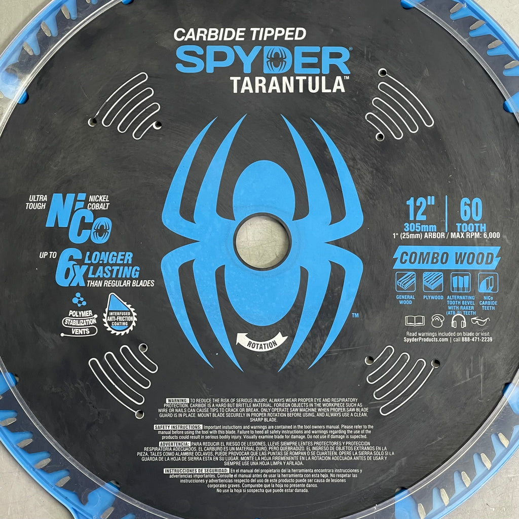 SPYDER Tarantula Combo Wood Circular Saw Blade 60-Tooth, 12" Black 13022