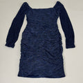 MELANIE LYNE Shimmering Ruched Plisse Dress Women's Sz M Navy/Black 6030103-2180
