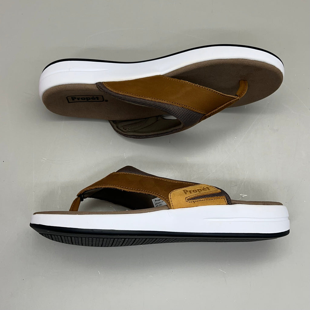 PROPET Easton Cushion Flip Flop Sandal Leather Men's Sz 9.5 XX(5E) Tan MSV011P