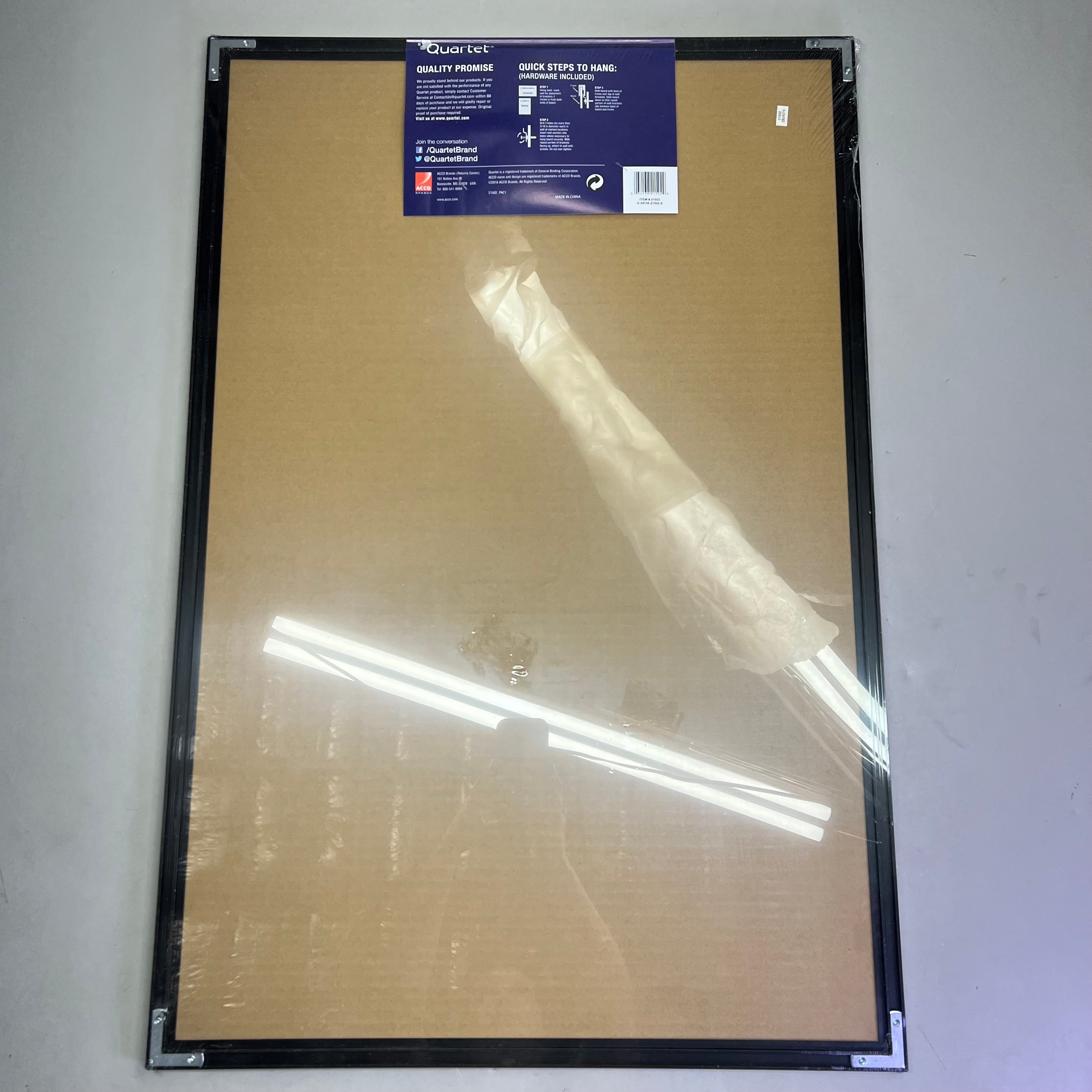QUARTET Magnetic Dry-Erased Board Anodized Aluminum 36"x24" Black 21502-9