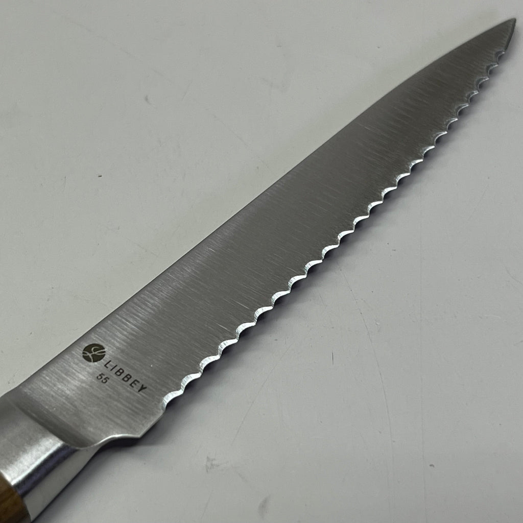 LIBBEY (12 PACK) 1/4" Serrated Frontier Steak Knife W/ Brown Handle Grey 201-2832