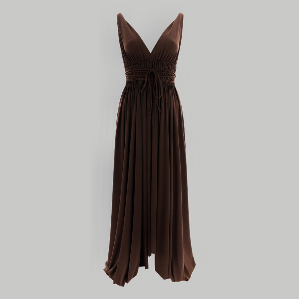 NORMA KAMALI Goddess Dress Unlined Women's Sz XS/34 Chocolate KK3233PL292028