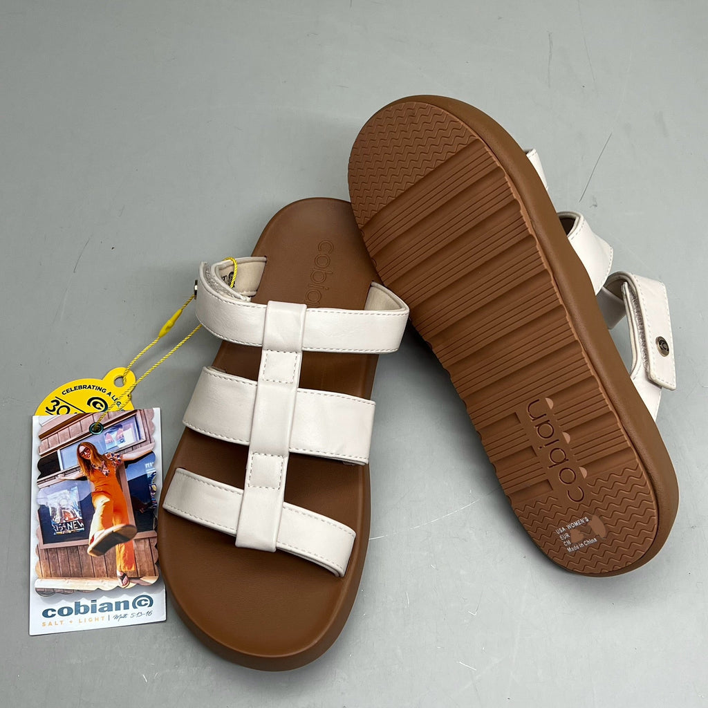 COBIAN Amalfi Synthetic Leather W/ Microfiber Lining Sandals Women's Sz 9, 39.5 EU Cream AMA25-110-9