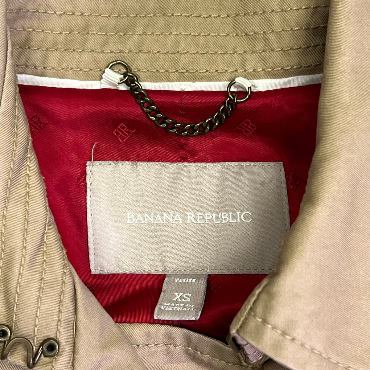 BANANA REPUBLIC Flared Trench Coat 100% Cotton Shell  Women's Sz XS Coconut Husk