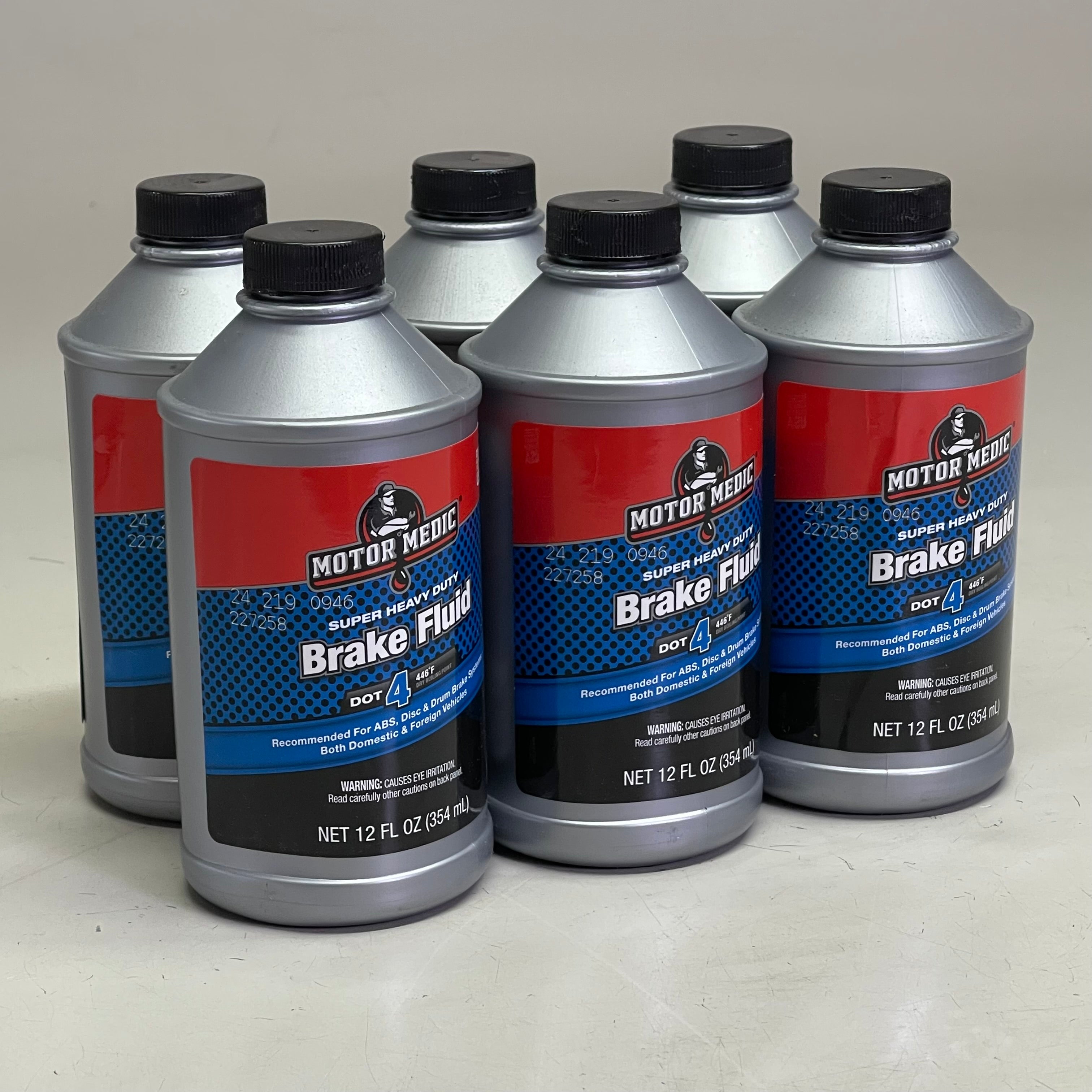 MOTOR MEDIC (6 PACK) Super Heavy Duty Dot 4 Brake Fluid 12 fl oz Grey M4512