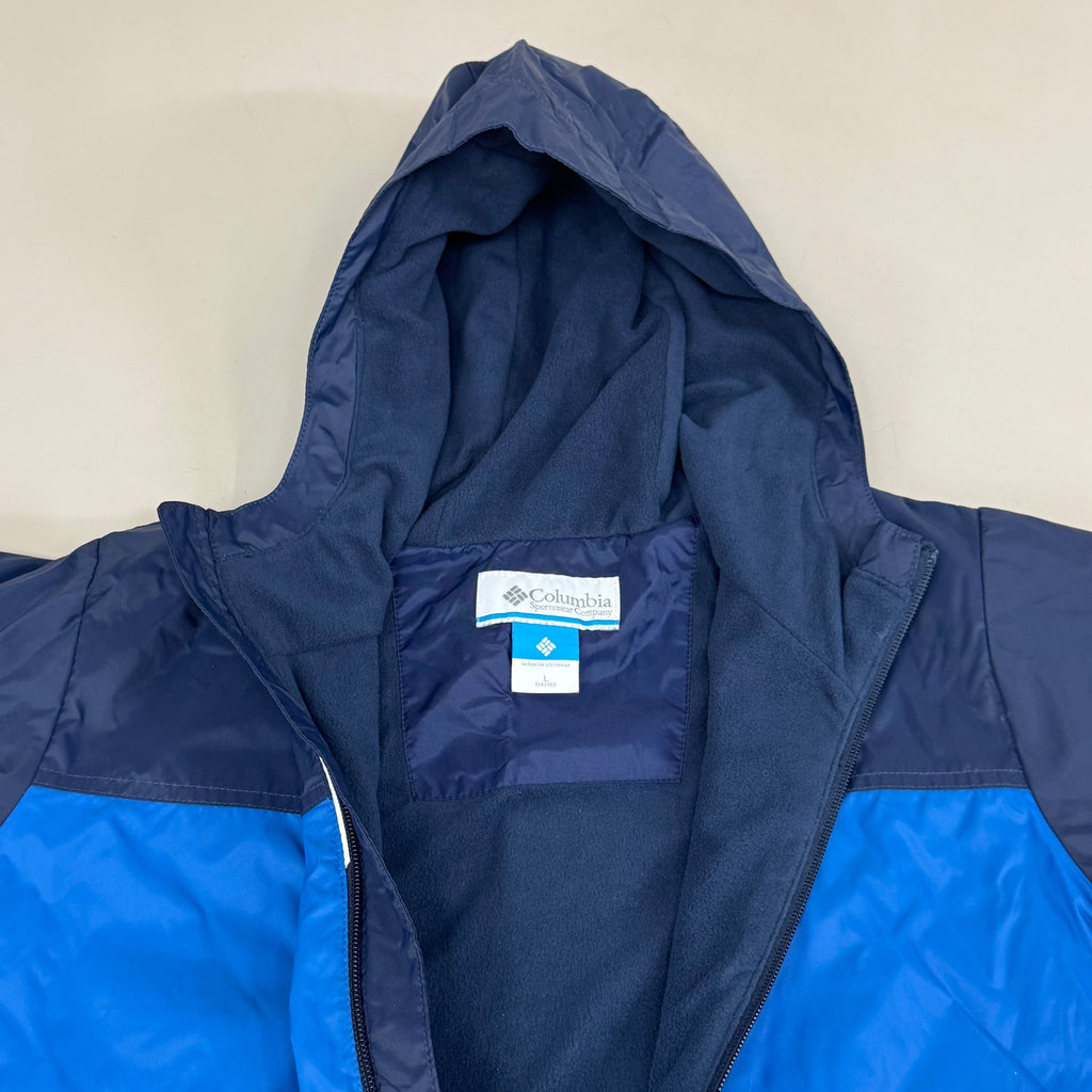COLUMBIA Rain-Zilla Fleece Lined Jacket Youth Sz L Bright Indigo/Navy New No Tags