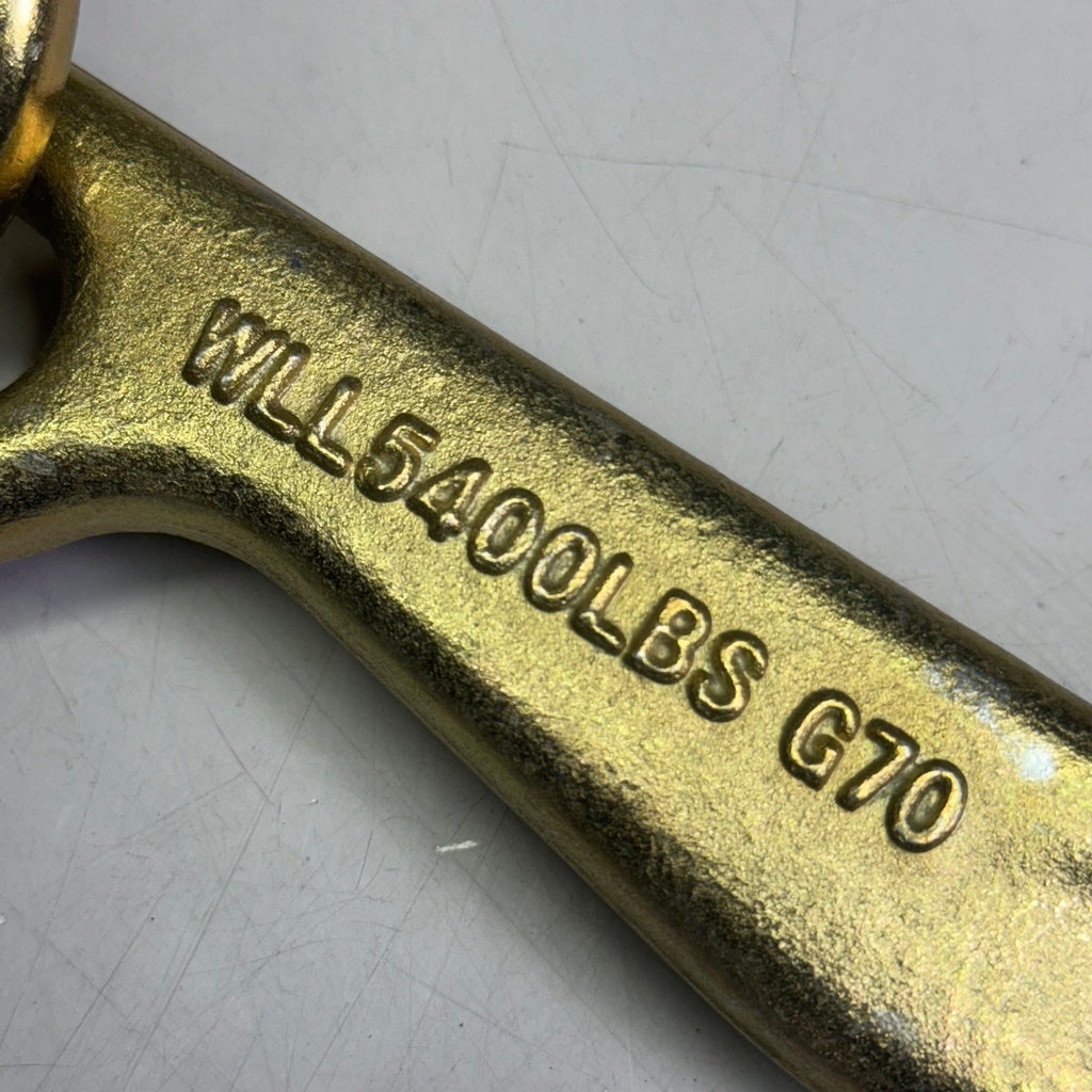 FORGED G70 J Hook 8" x 3" Short Tow Hook on Coupling Link, Golden