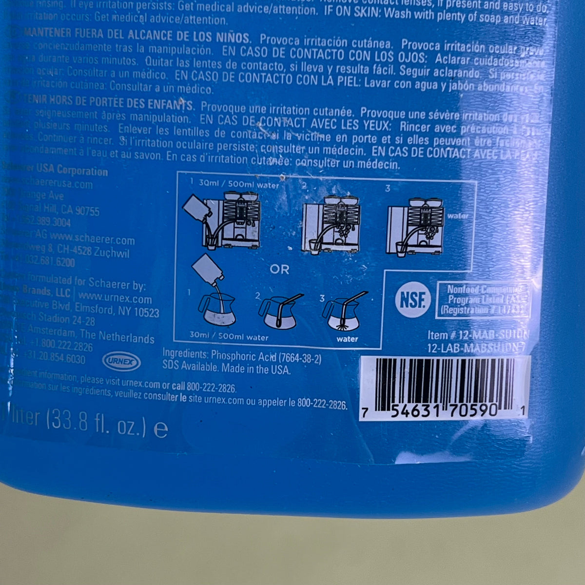 SCHAERER (2 PACK) Steam Wand And Milk System Cleaner OEM  1 L Blue 12-MAB