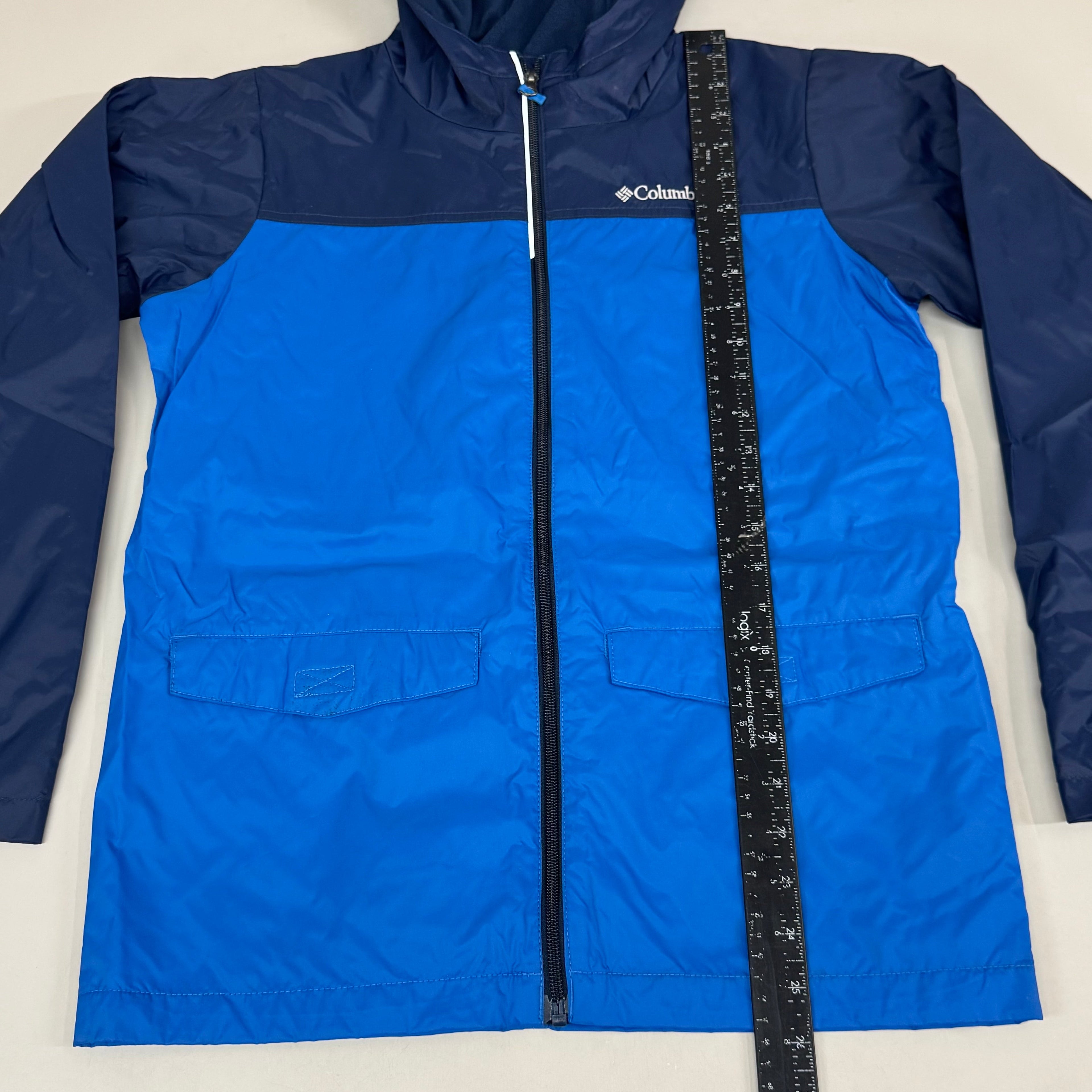 COLUMBIA Rain-Zilla Fleece Lined Jacket Youth Sz L Bright Indigo/Navy New No Tags