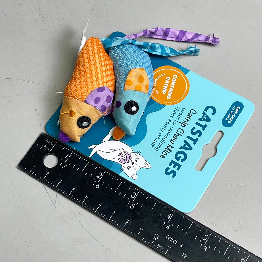 PETSTAGES (3-PACK) Catnip Chew Mice Catstages Dental Orang & Blue 327