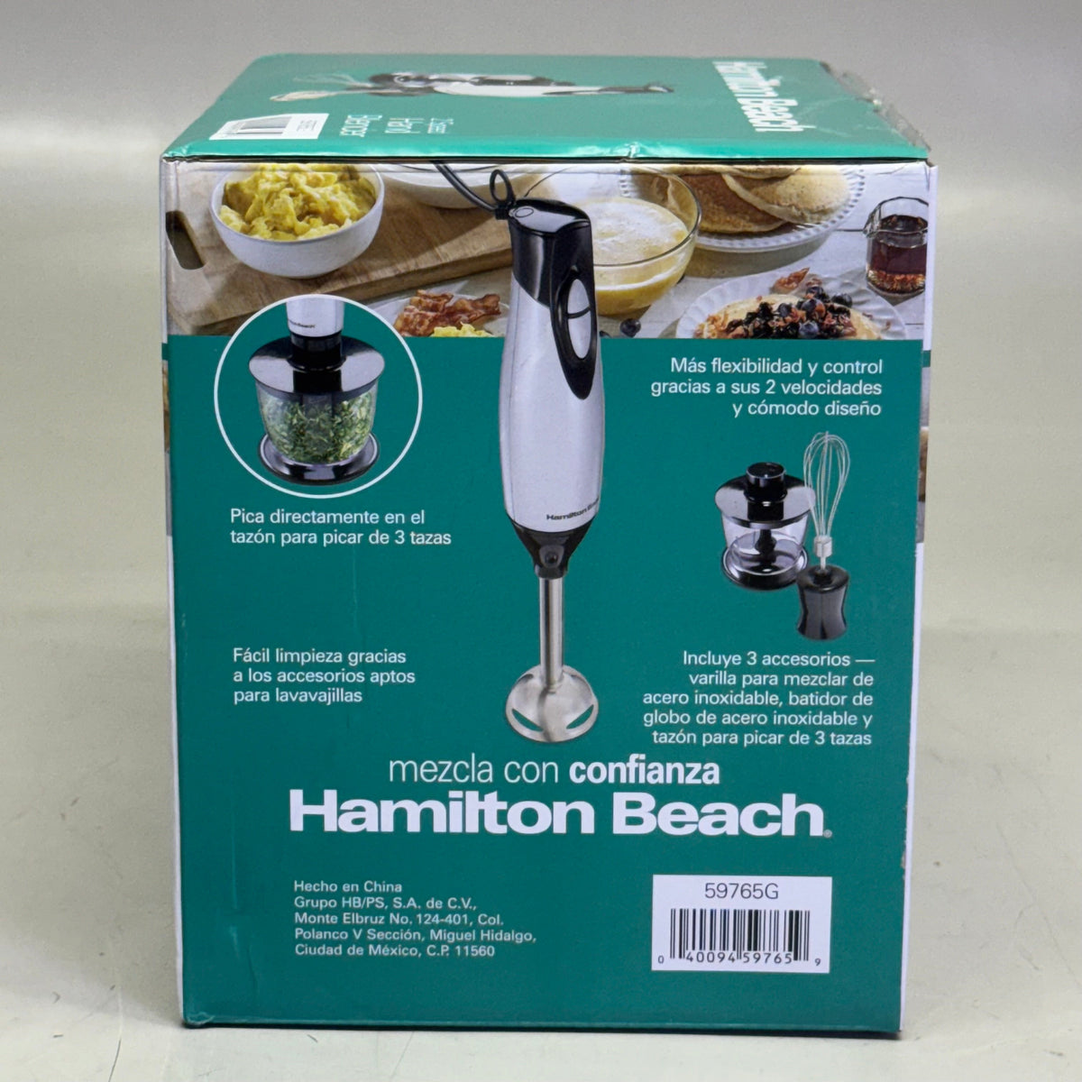 HAMILTON BEACH Electric Immersion Hand Blender With Handheld Blending Stick 2 Speed 225 Watts Grey & Black 59765G