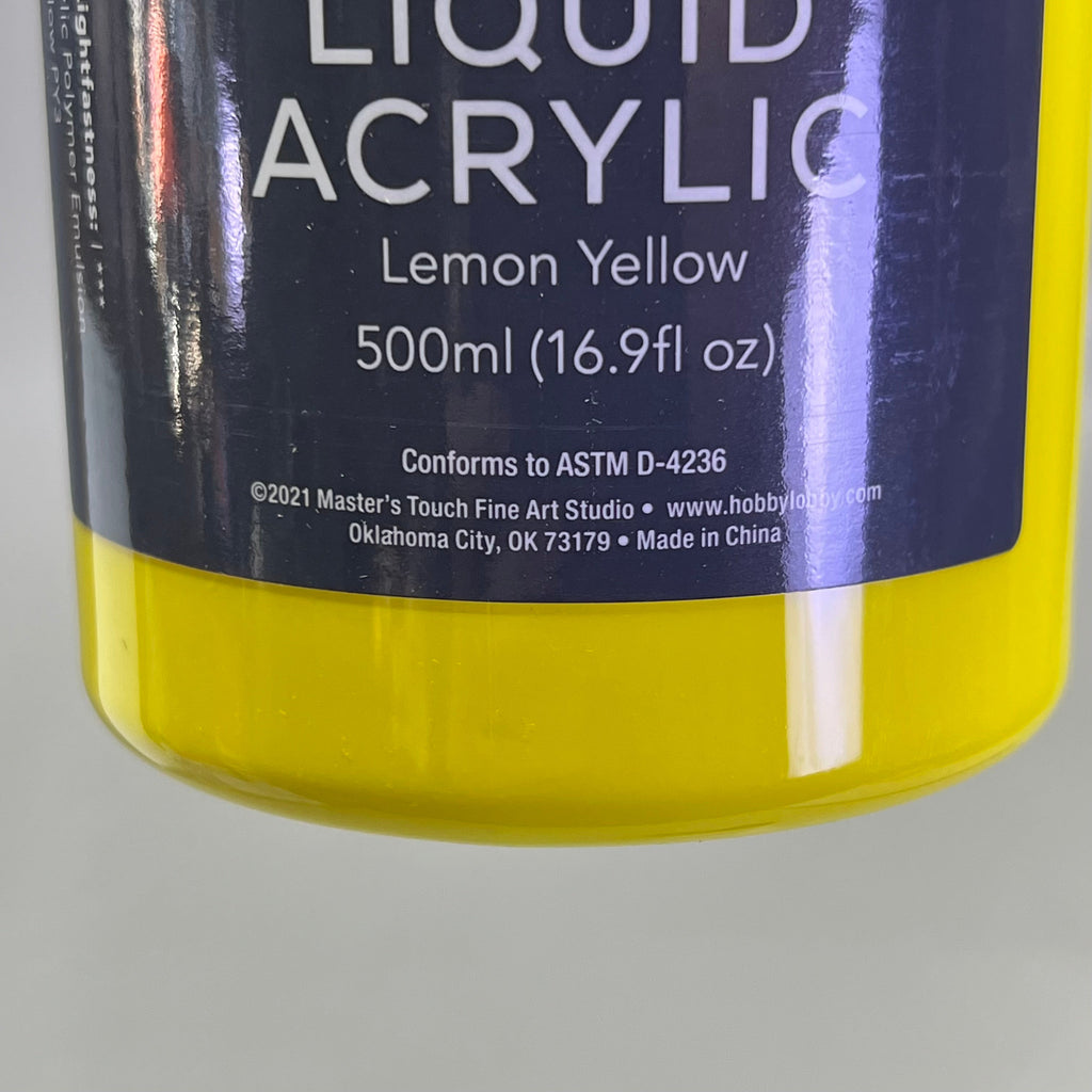 MASTERS TOUCH (2 PACK) Liquid Acrylic Artist Paint 16.9 oz Lemon Yellow 1820885