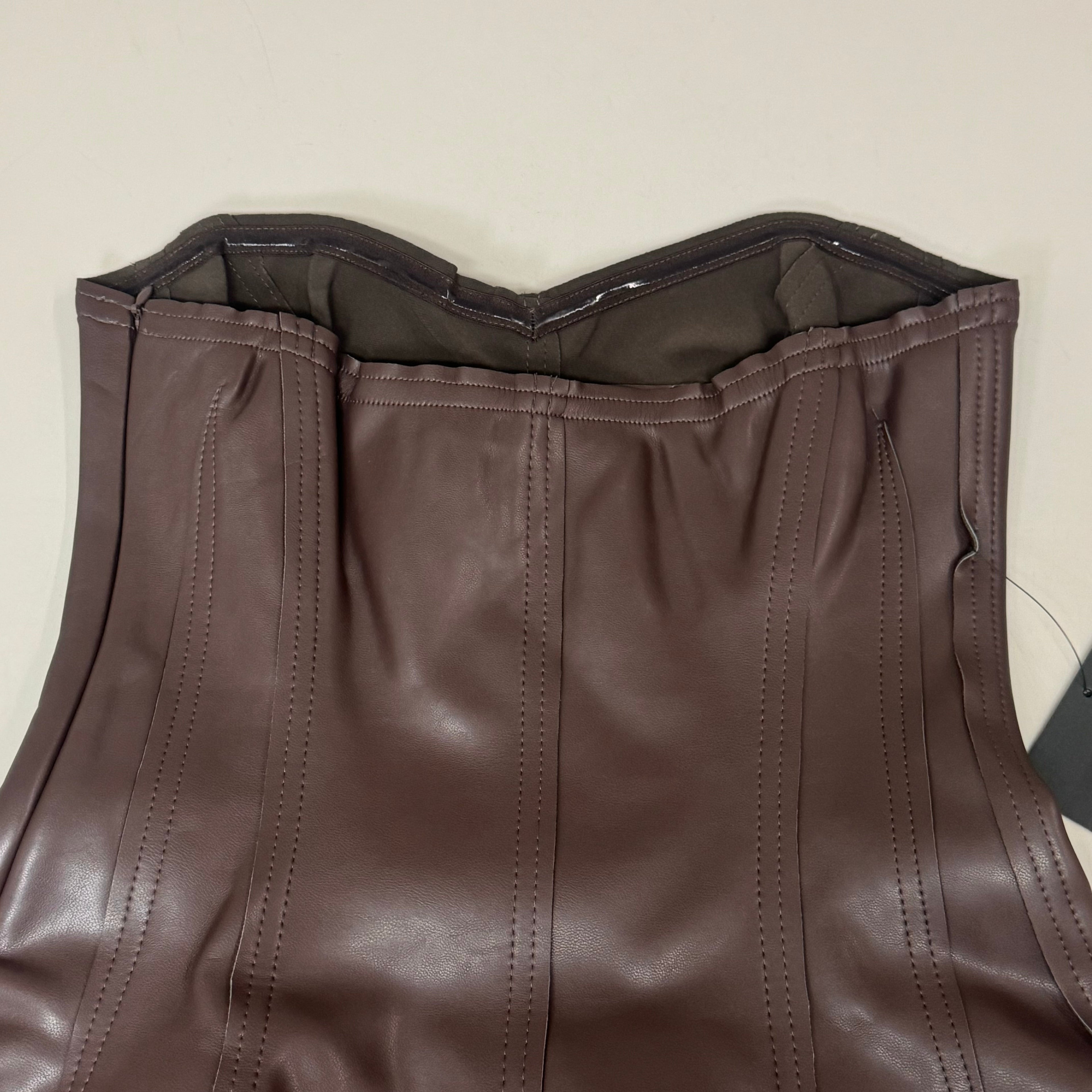 NORMA KAMALI Strapless Grace Mini Dress Unlined Women's Sz XS/34 Chocolate