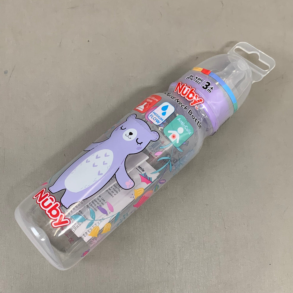 NUBY (6 Pack) Assorted Non-Drip Neck Baby Bottles As-is (slightly Damaged Packaging)  8oz Color's May Very
