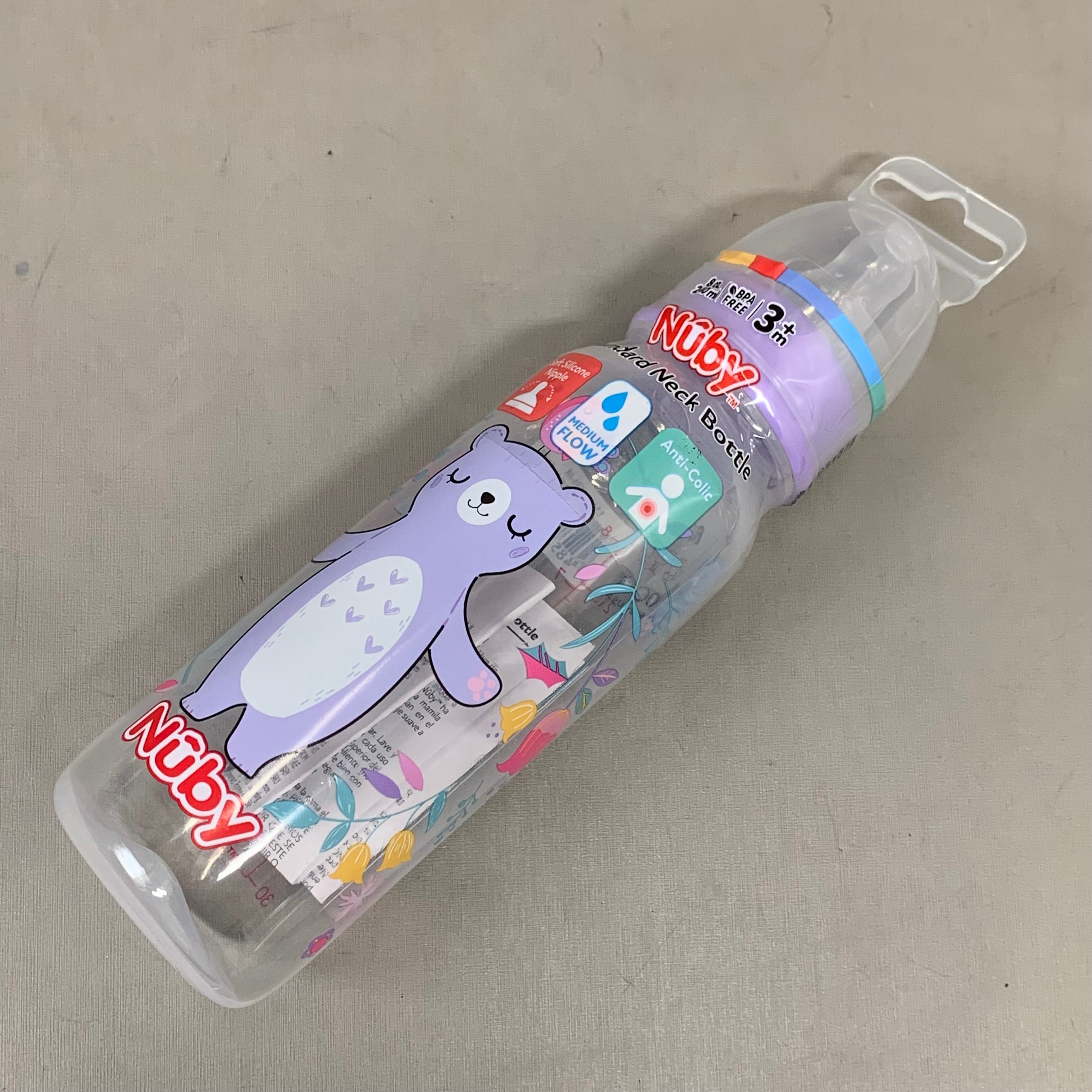 NUBY (6 Pack) Assorted Non-Drip Neck Baby Bottles As-is (slightly Damaged Packaging)  8oz Color's May Very
