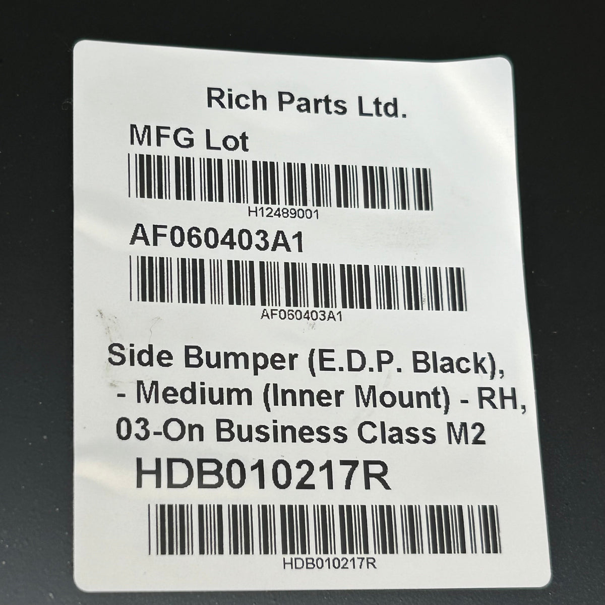 RICH PARTS Passenger Side Inner Bumper End For Freightliner Black M2-08-14