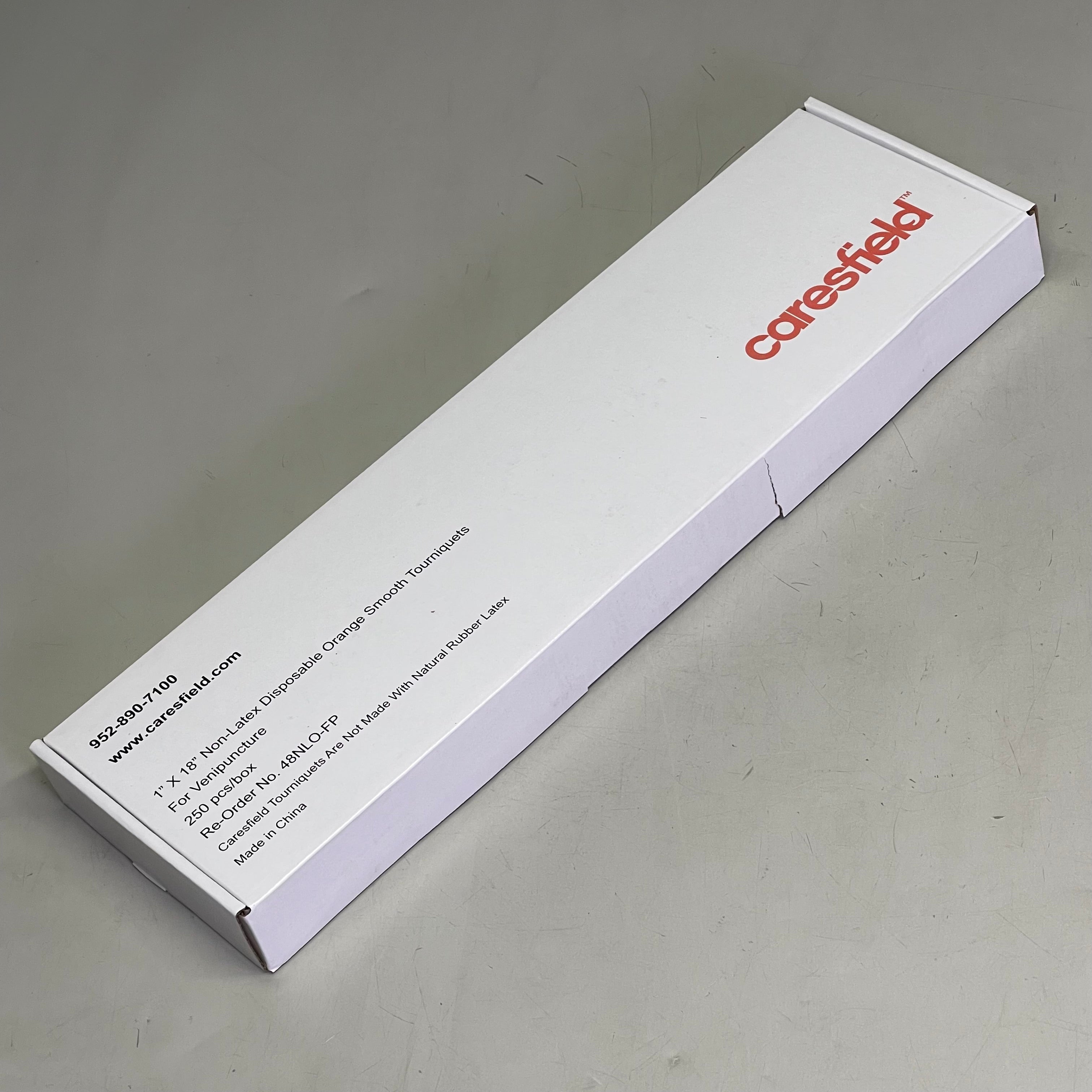 CARESFIELD Smooth Tourniquets, Disposable 1" x 18", 250 pcs/box Orange 48NLO-FP