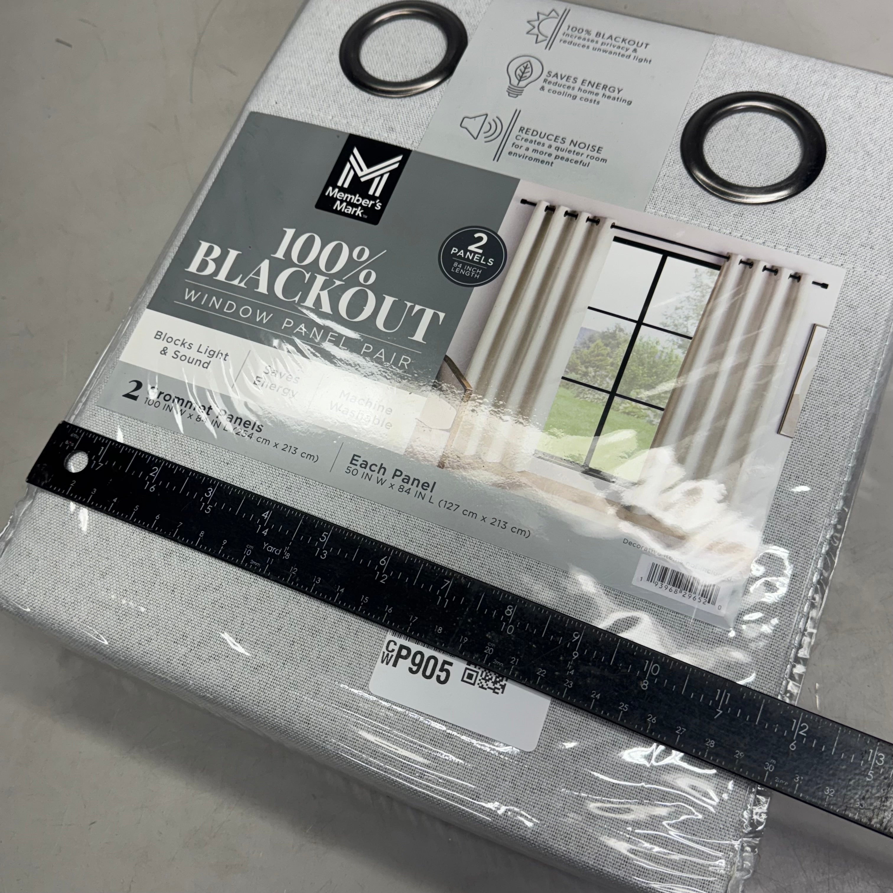 MEMBER'S MARK Window Panel Pair 100" W x 84" L, Light Grey
