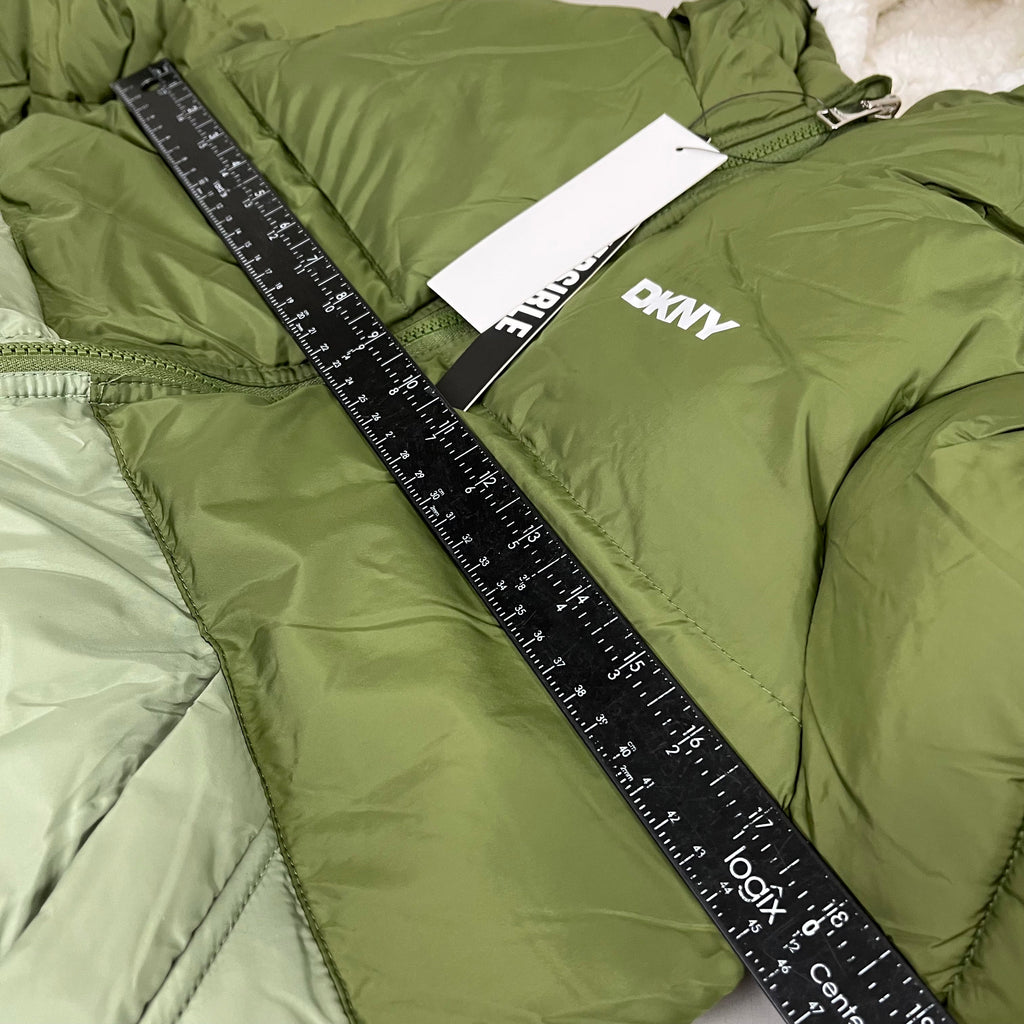 DKNY Boys' Winter Jacket Insulated Quilted Puffer Parka 14/16 Olive