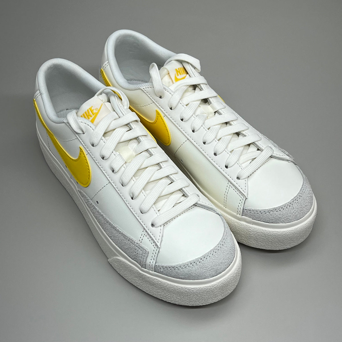 NIKE Shoes Blazer Low Cut Platform Sneaker Sz Women's 10.5 Men's 9 Yellow/Grey/White