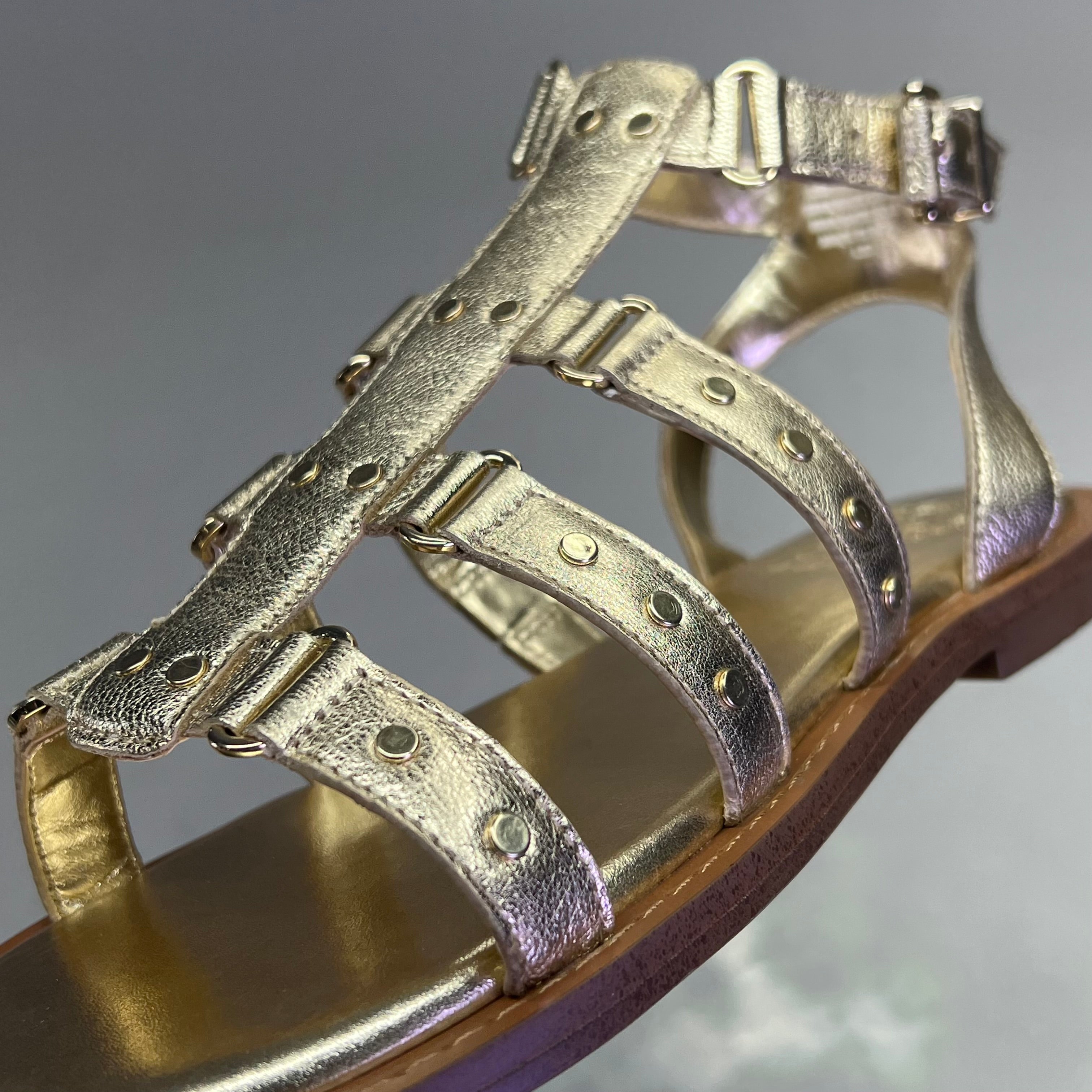 VINCE CAMUTO Leather Studded Gladiator Sandals Women's Sz 10M Egyptian Gold