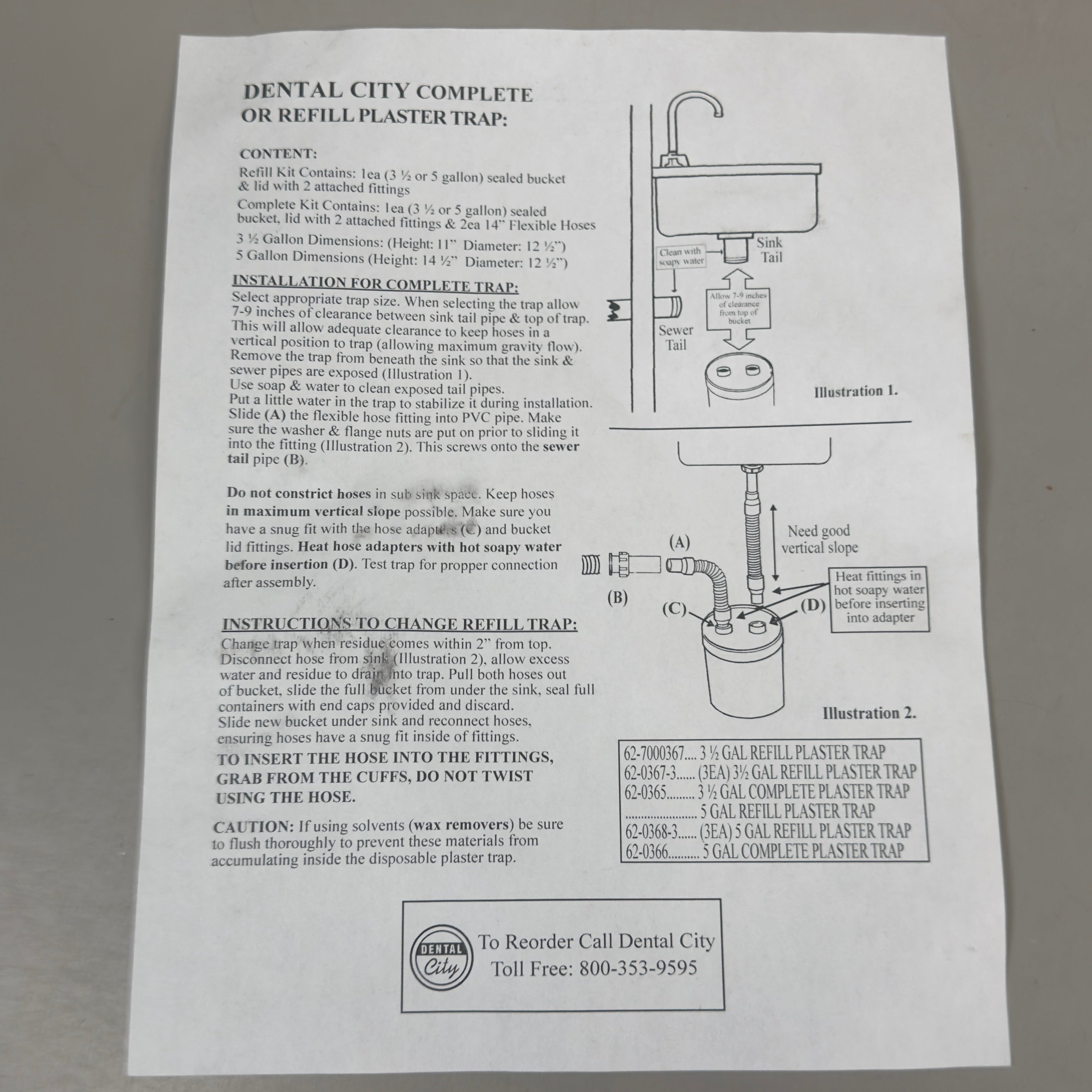 DENTAL CITY Complete or Refill 3 1/2 Gallon Plaster Trap 11.5" x 12" White