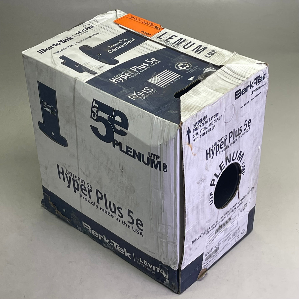 BERK-TEK Hyper Plus 5e Cat 5e UTP Cable 1000' Blue 10032227