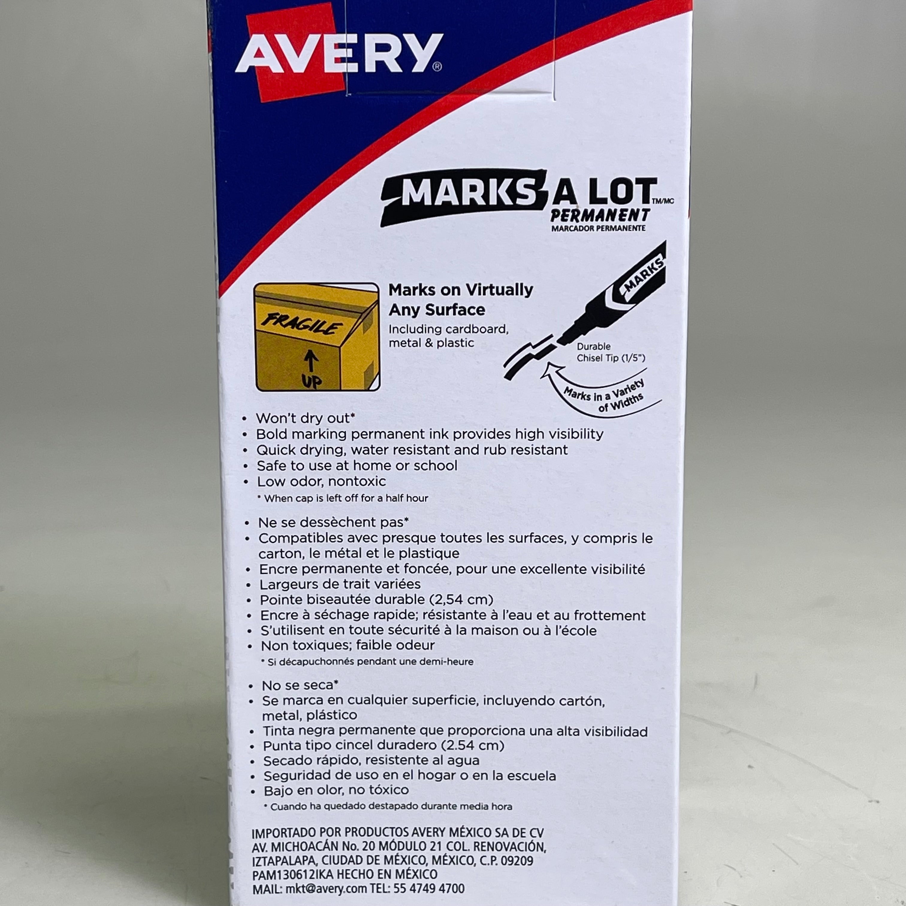 AVERY (2-PACK) Marks A Lot Permanent Markers Chisel Dozen Black 08888