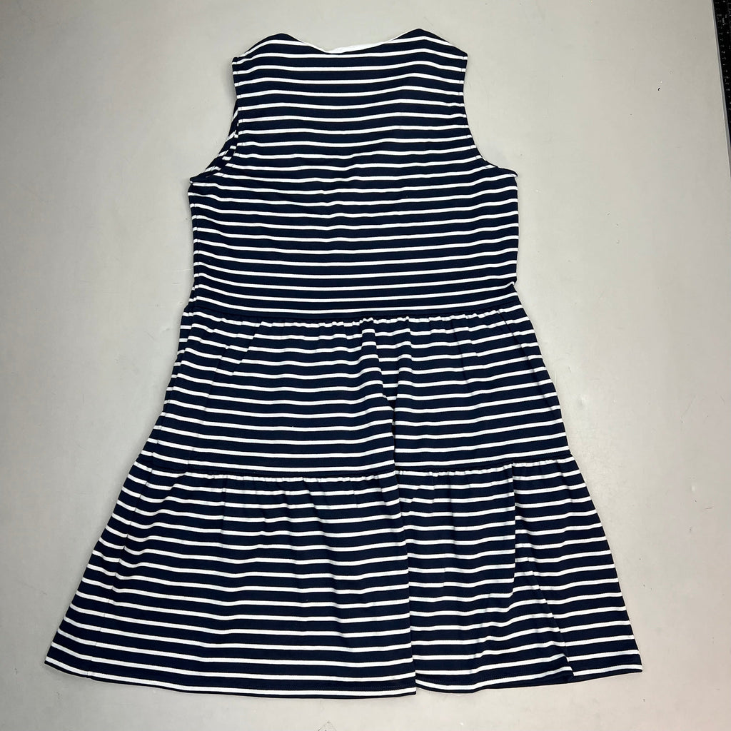 NAUTICA JEANS Tiered Collared Sleeveless Dress Women's Sz M Navy Blue/White