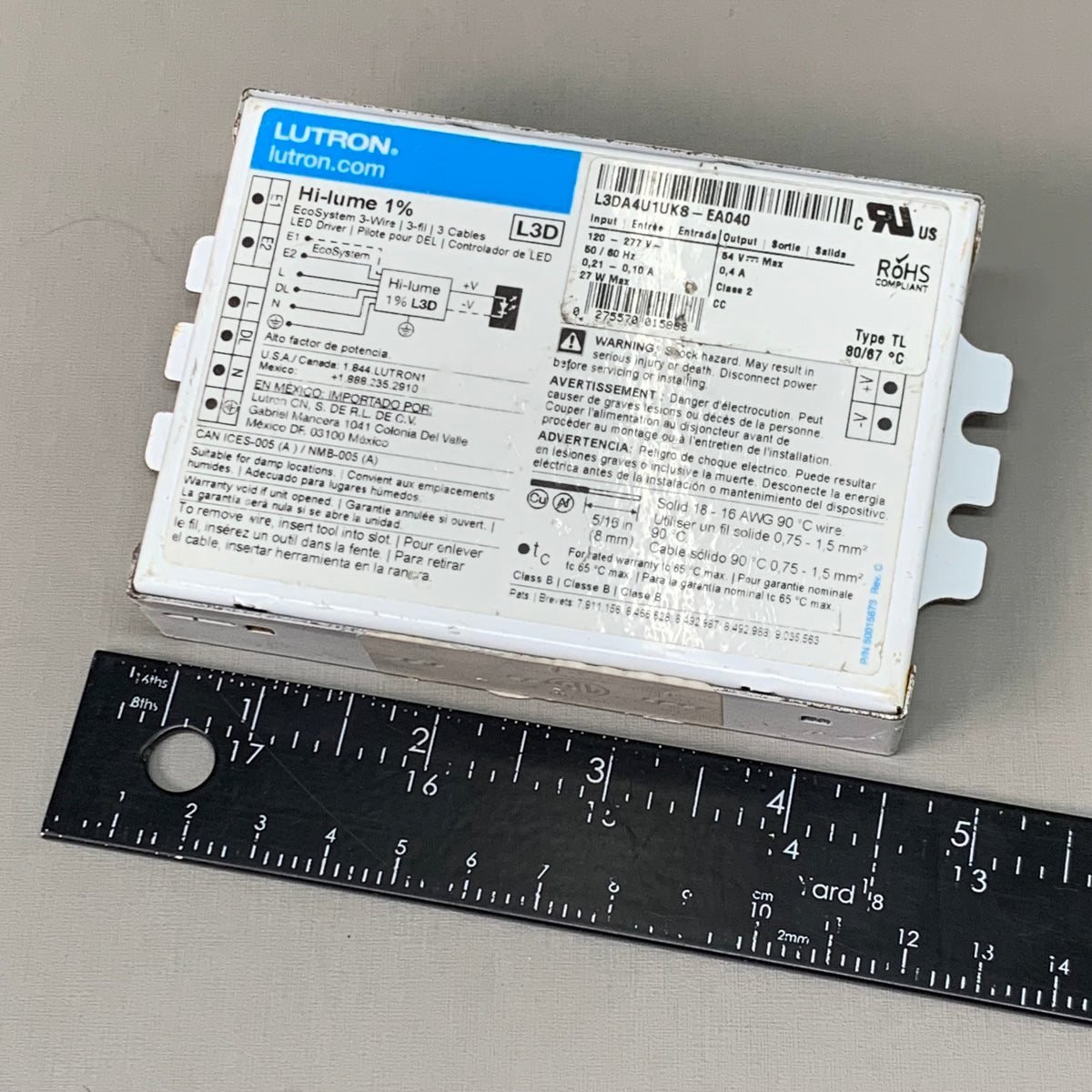 LUTRON Hi-Lume LED Driver & Power Supply LU00673 5" x 3" White 00673