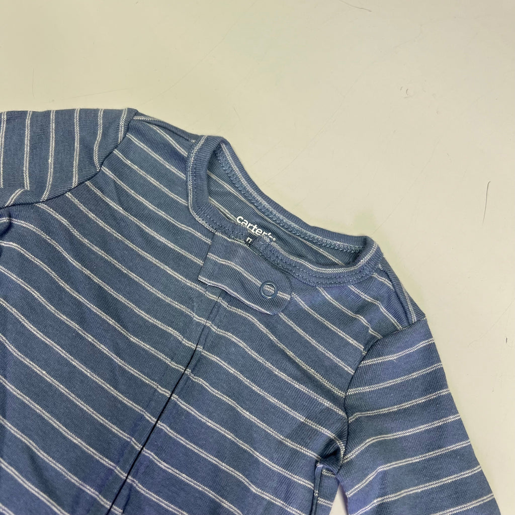 CARTERS (SET OF 2) Soft Farmhouse Pattern Body Suit Baby Boy Sz 9M Blue/White