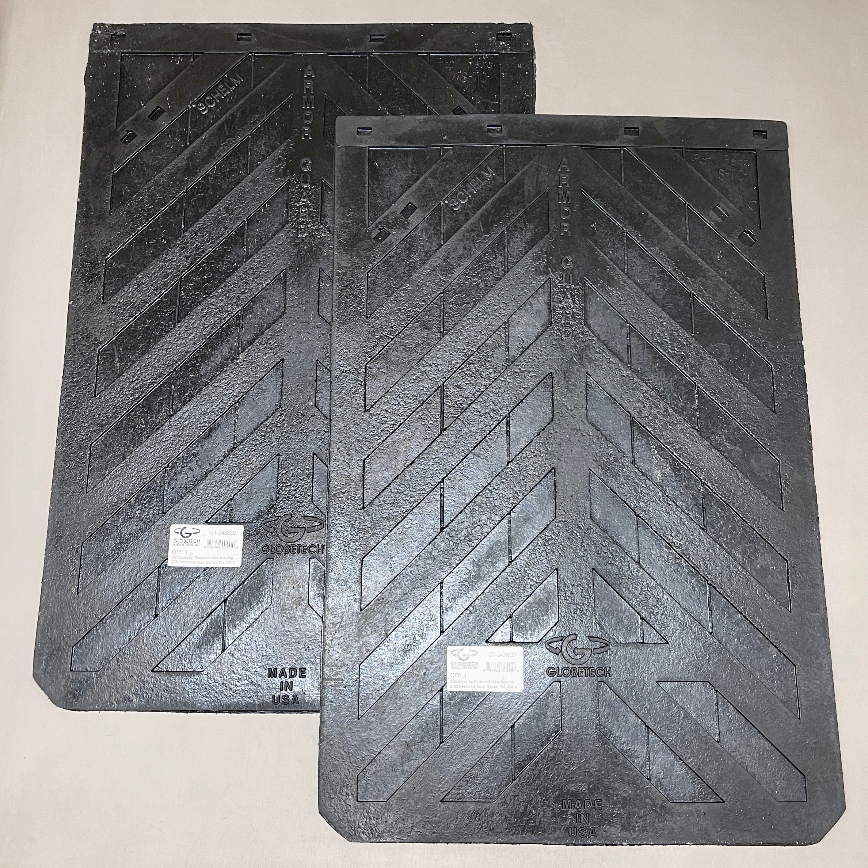 GLOBETECH 2-PACK! Rubber Mud Flaps 24" W x 36" L Black 2436CD (New)