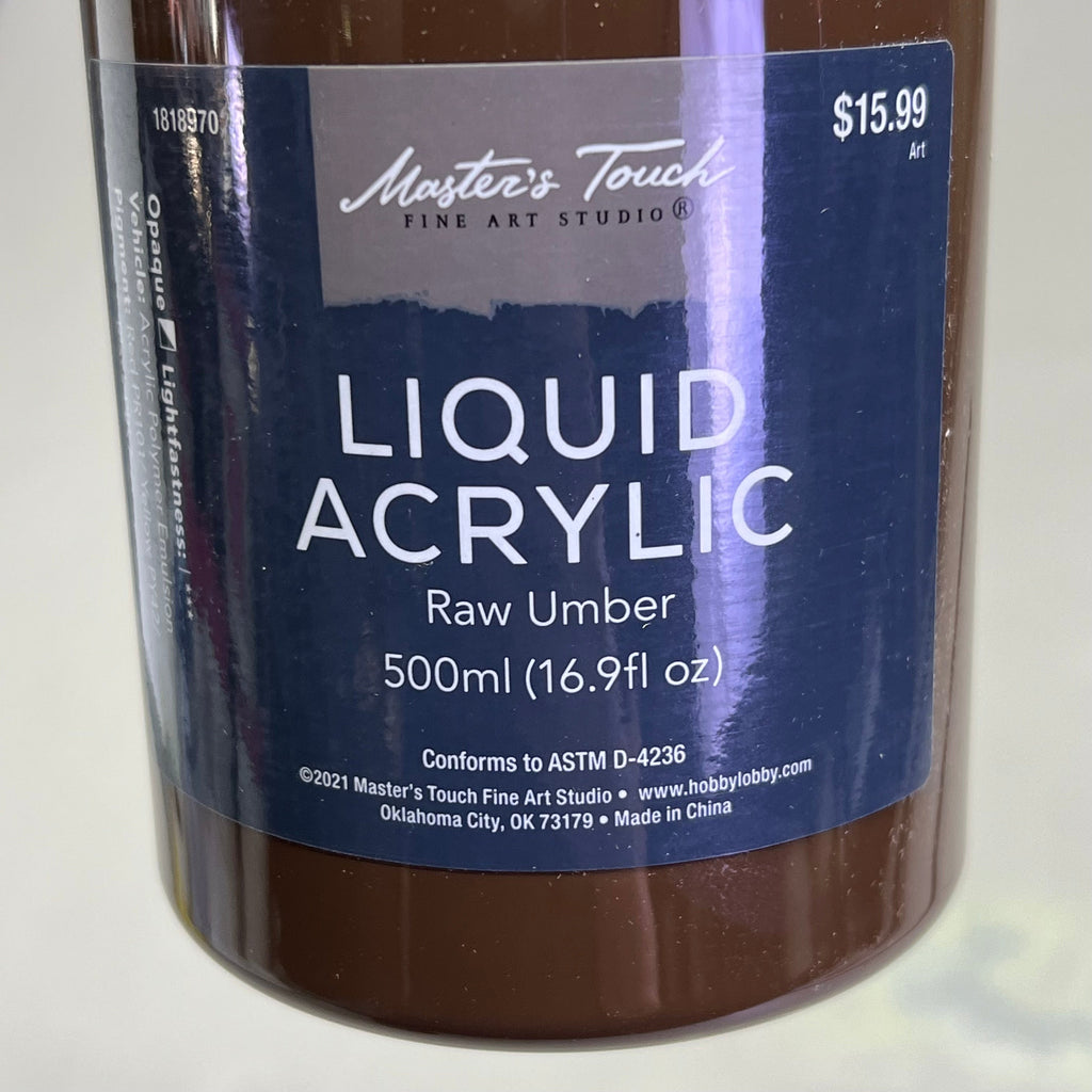 MASTERS TOUCH (2 PACK) Liquid Acrylic Artist Paint 16.9 Fl Oz Raw Umber 1818970