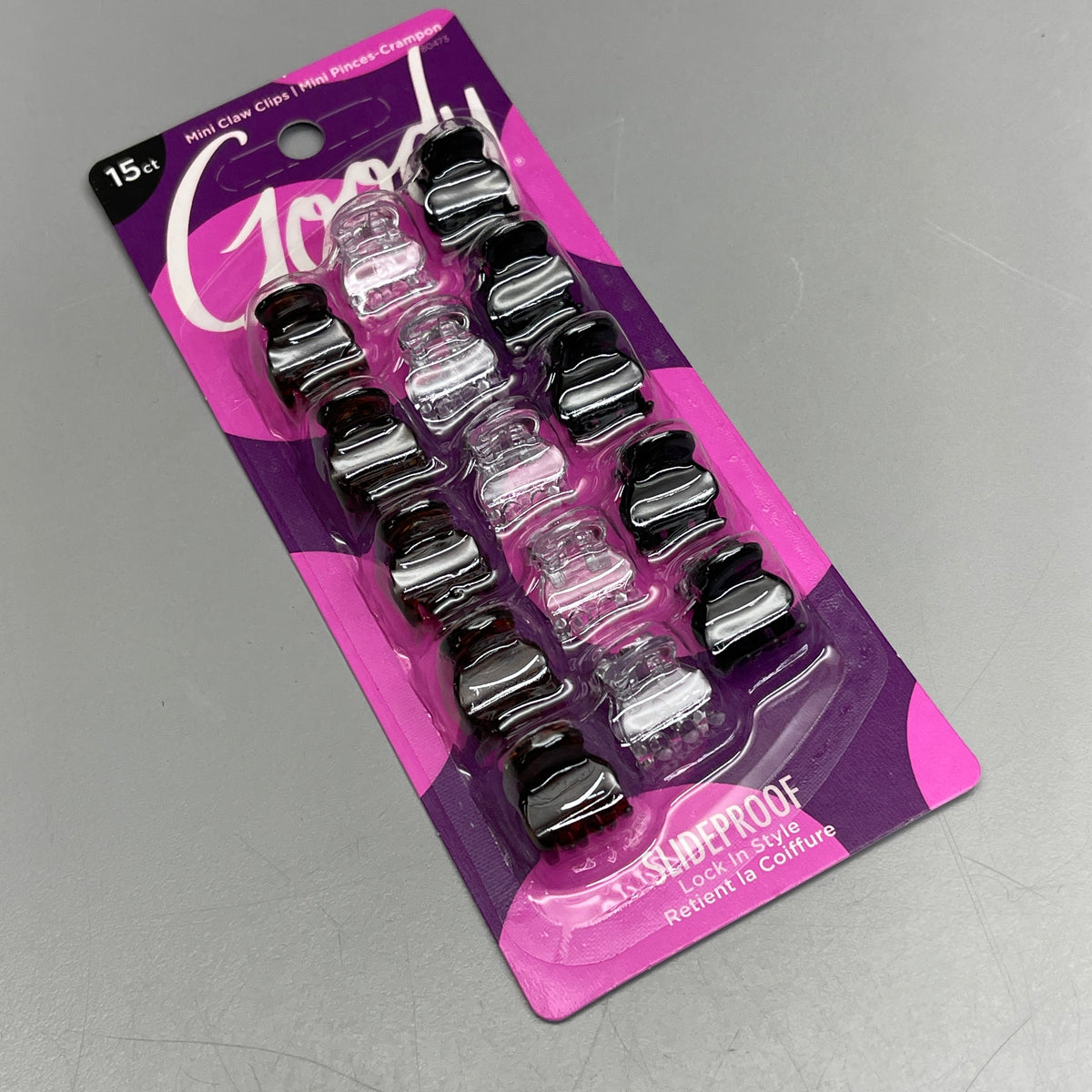 GOODY Mini Claw Hair Clips 15 CT Black/Brown/Clear 3000136 (New)