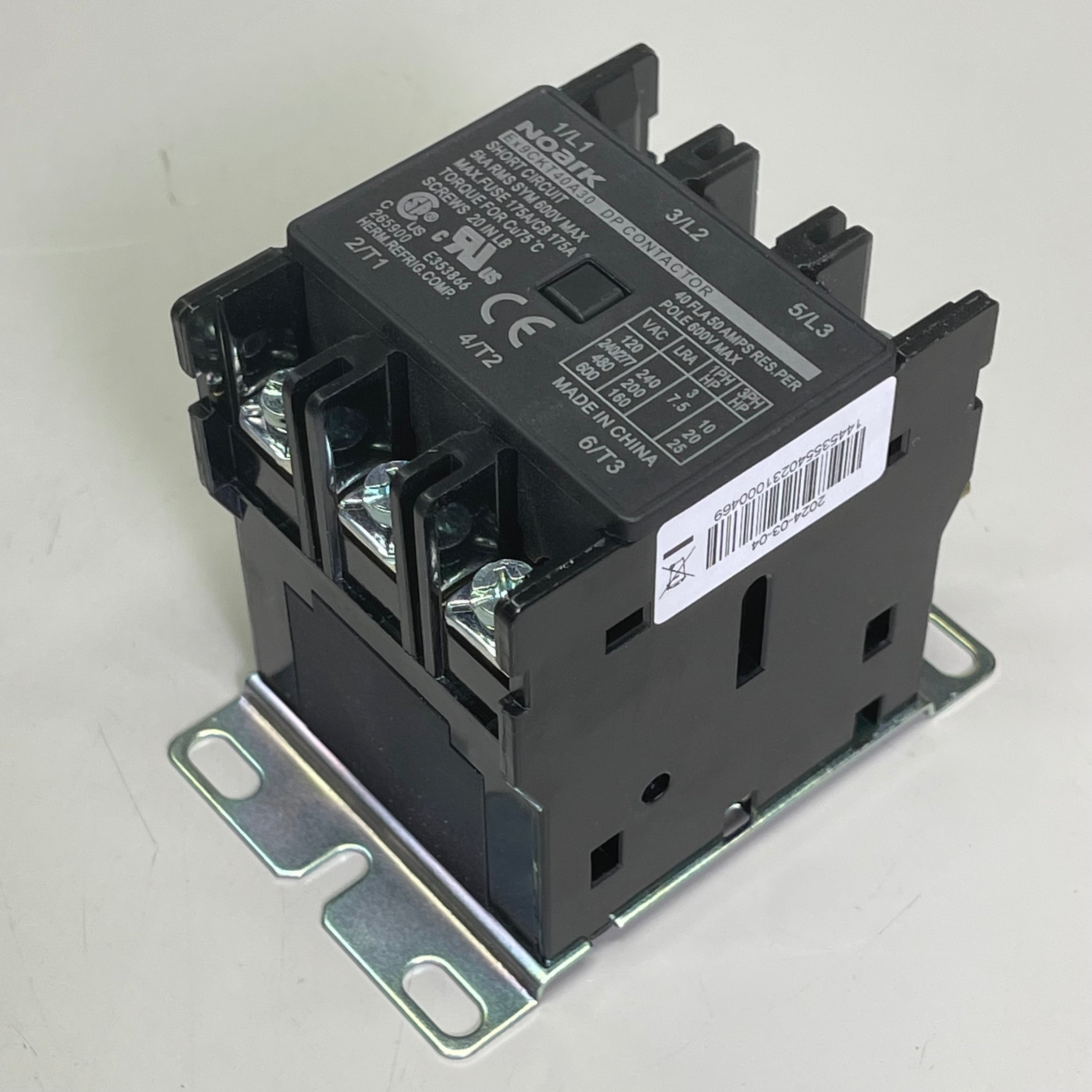 NOARK Definite Purpose Contactor  40A 208-240V 3-Pole Ex9CKT40A30XU7