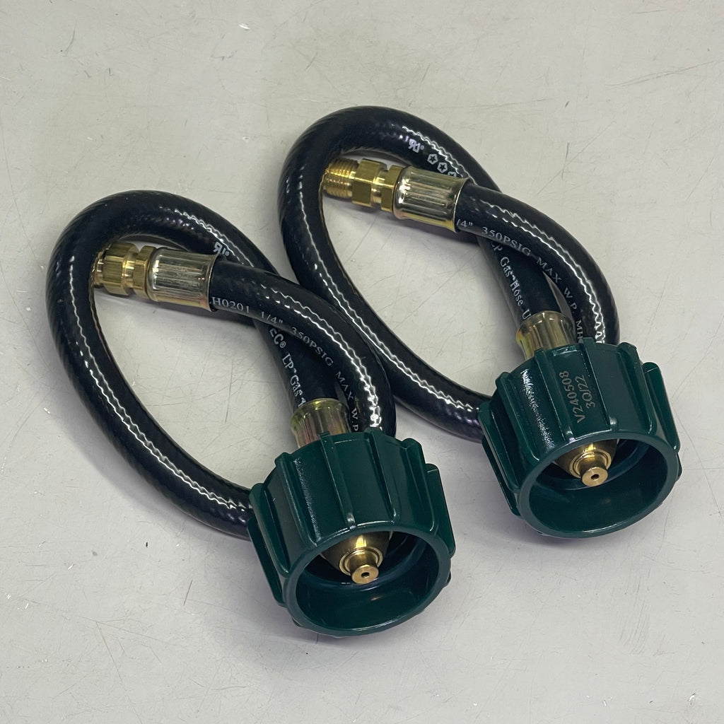 FLAME KING (2 PACK) Van/Trailer Propane Tank Pigtail 15" Black w/ Green E15INPT
