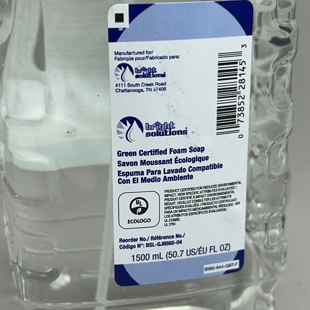 BRIGHT SOLUTIONS (3 Pack) Green Certified Foam Soap 1500ml Clear BSL-GJ8565-04 (New Other- Slightly Distressed Packaging)