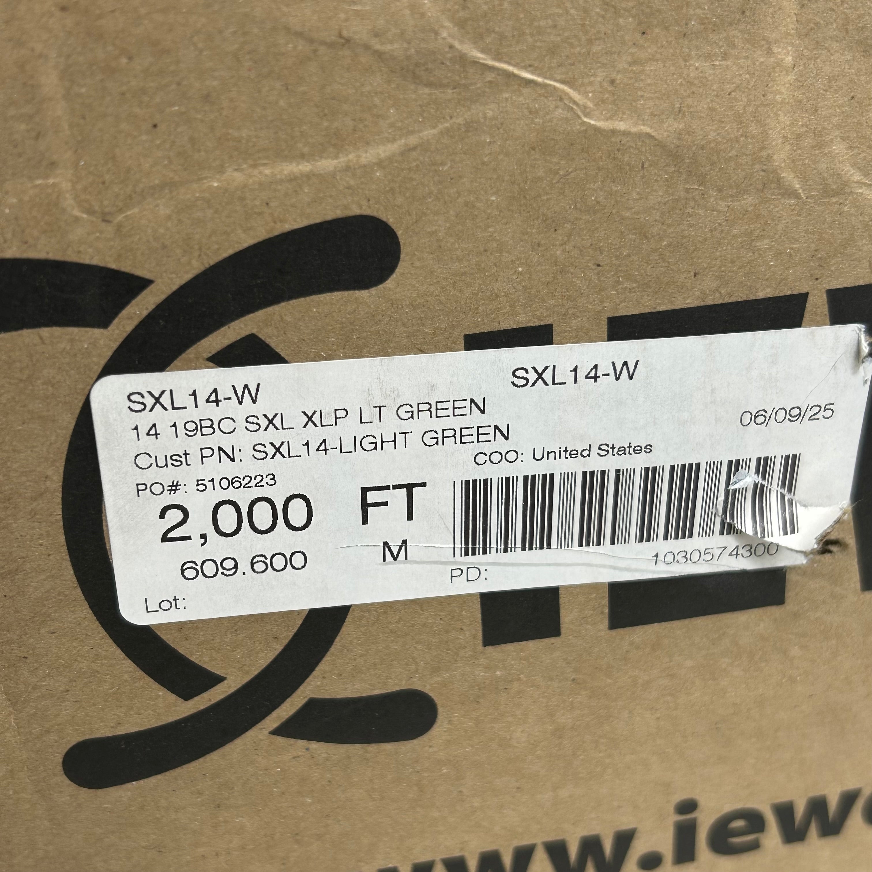 IEWC Stranded Bare Copper Primary Insulated Wire 2,000' (New Other-Slightly Damaged) Light Green SXL14-W