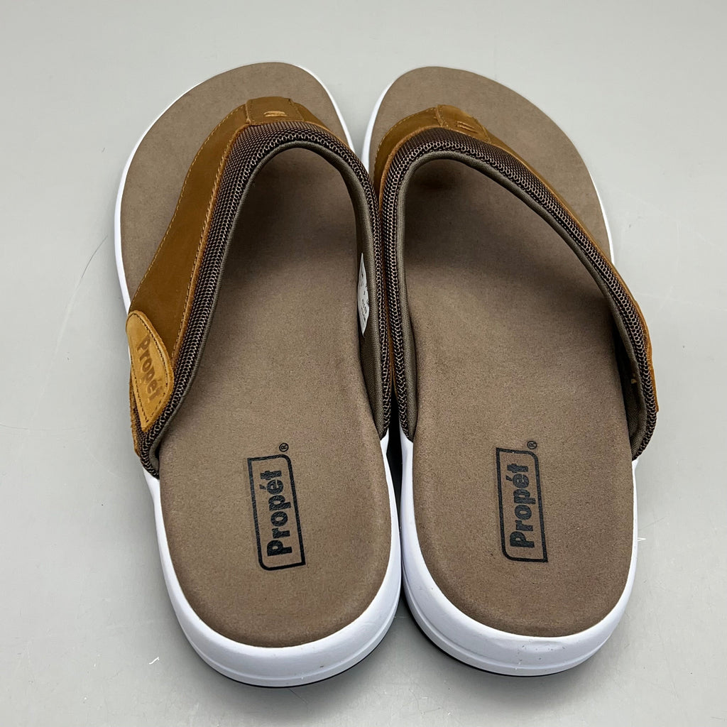 PROPET Easton Cushion Flip Flop Sandal Leather Men's Sz 9.5 XX(5E) Tan MSV011P