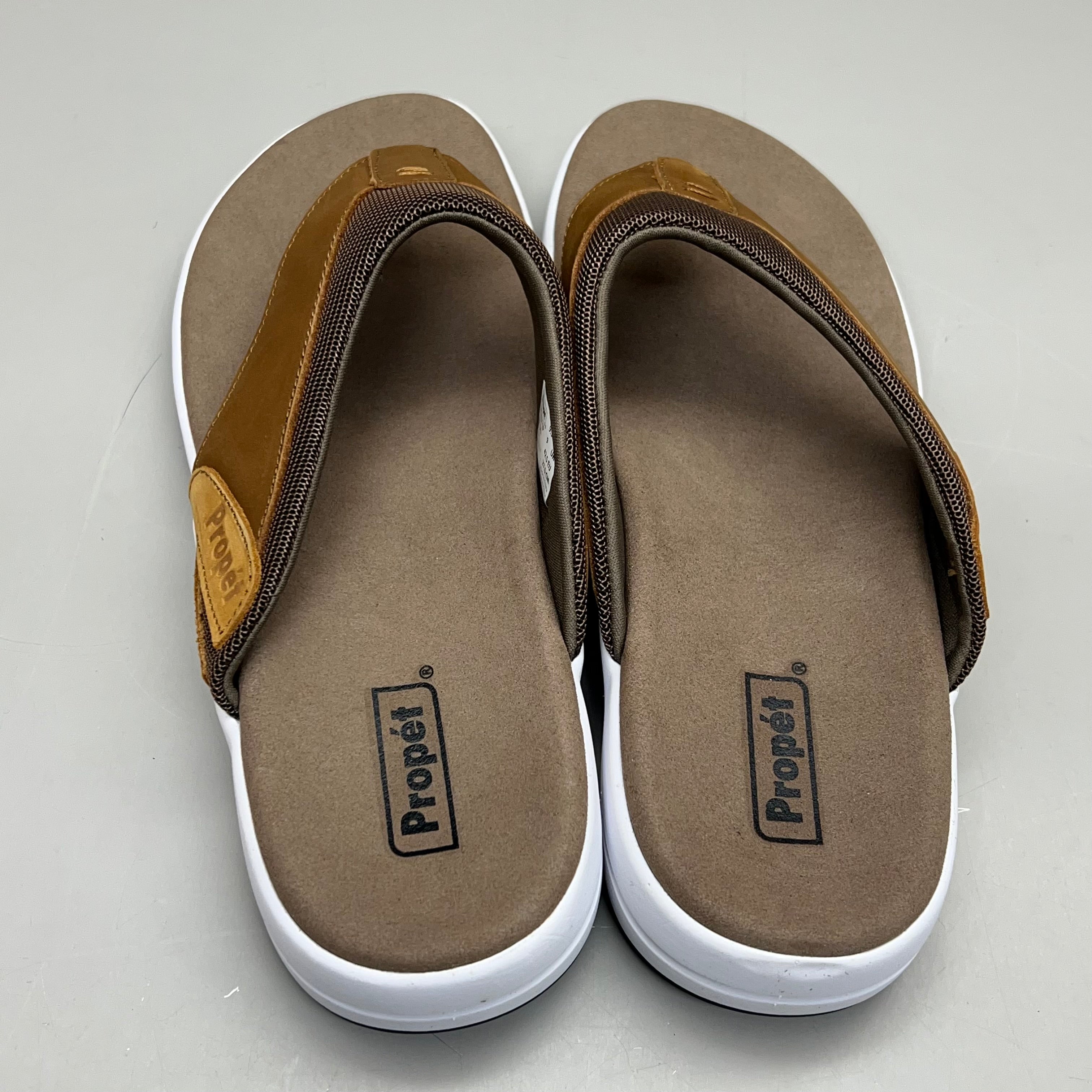 PROPET Easton Cushion Flip Flop Sandal Leather Men's Sz 9.5 XX(5E) Tan MSV011P