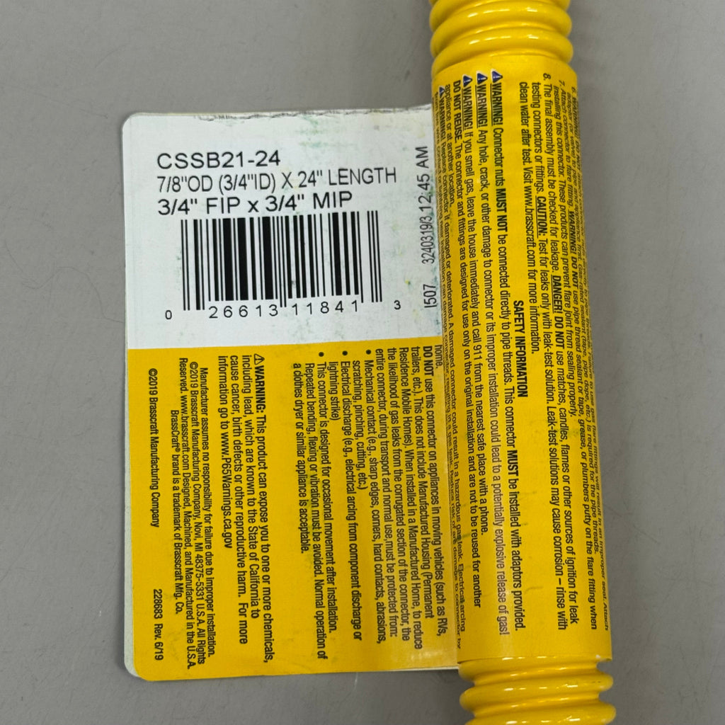 BRASSCRAFT (2 PACK) Coated Gas Appliance Connector 3/4"FIP 7/8"ODx24" CSSB21-24