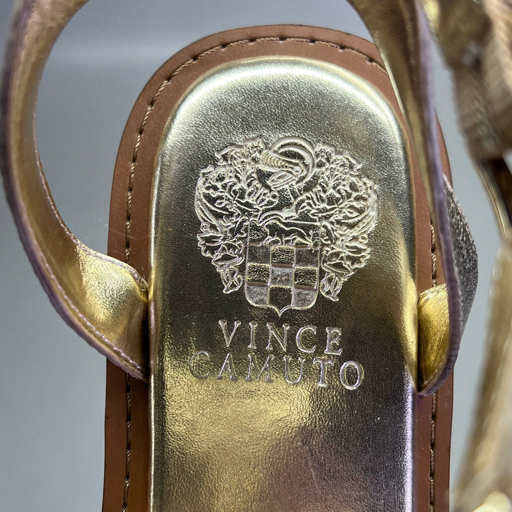 VINCE CAMUTO Leather Studded Gladiator Sandals Women's Sz 7M Egyptian Gold