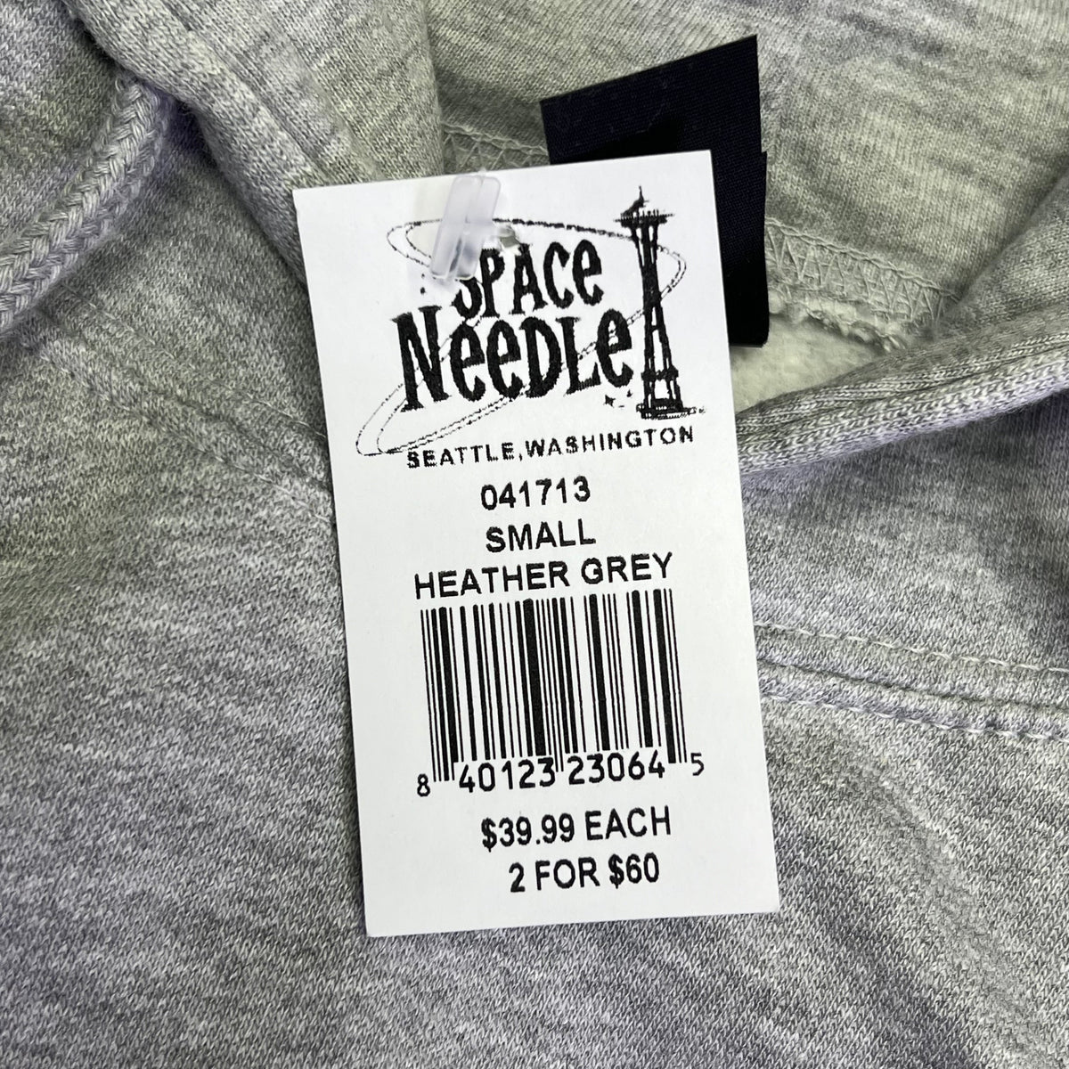 POINT Seattle Washington Space Needle Hoodie Unisex Sz S Heather Grey 041713
